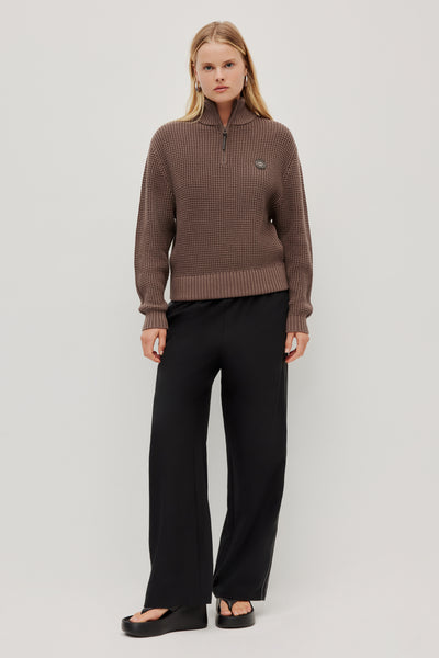 1/4 Zip Waffle Knit Jumper | Mocha | Aje Athletica – Aje AU