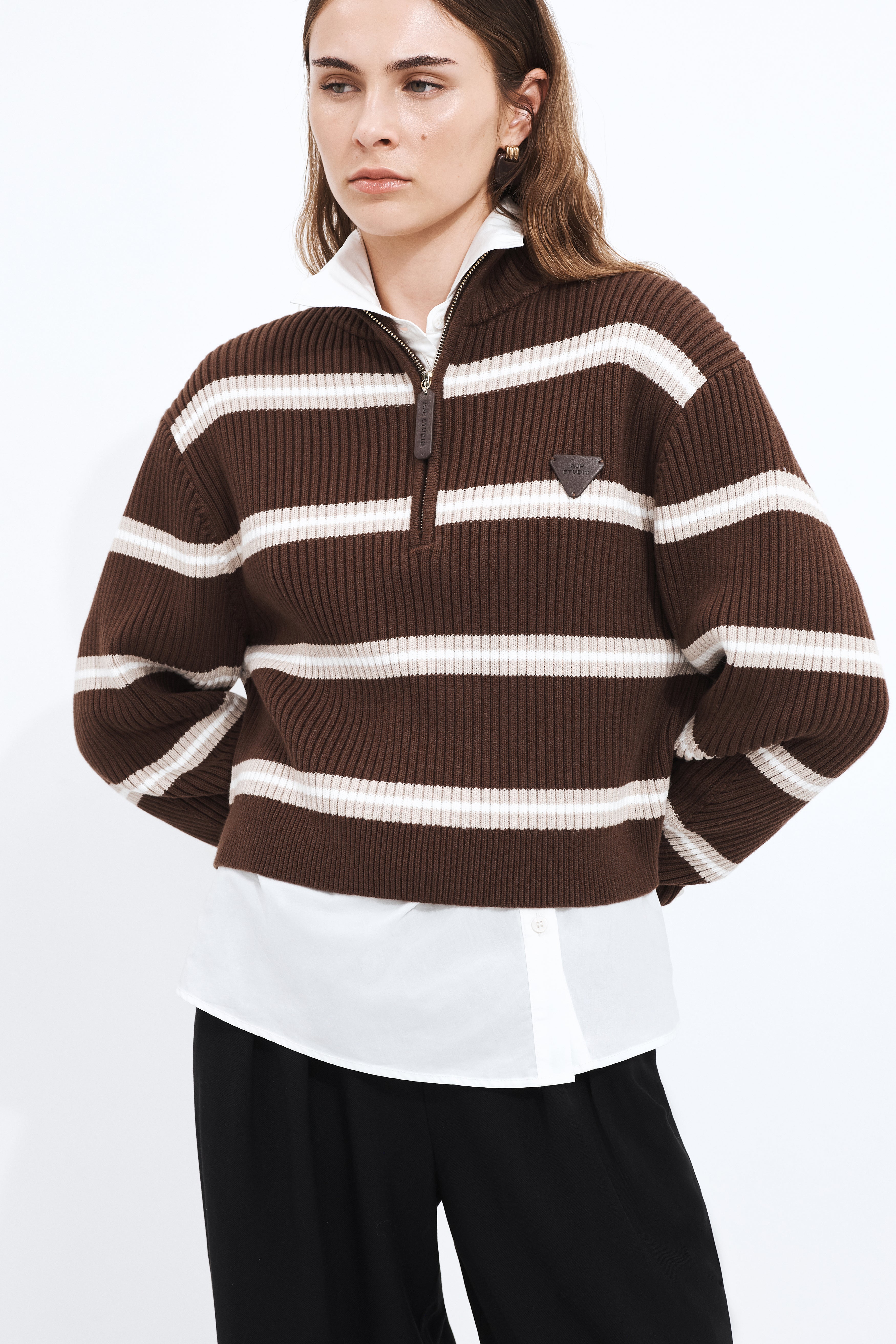 Clara 1/4 Zip Stripe Jumper