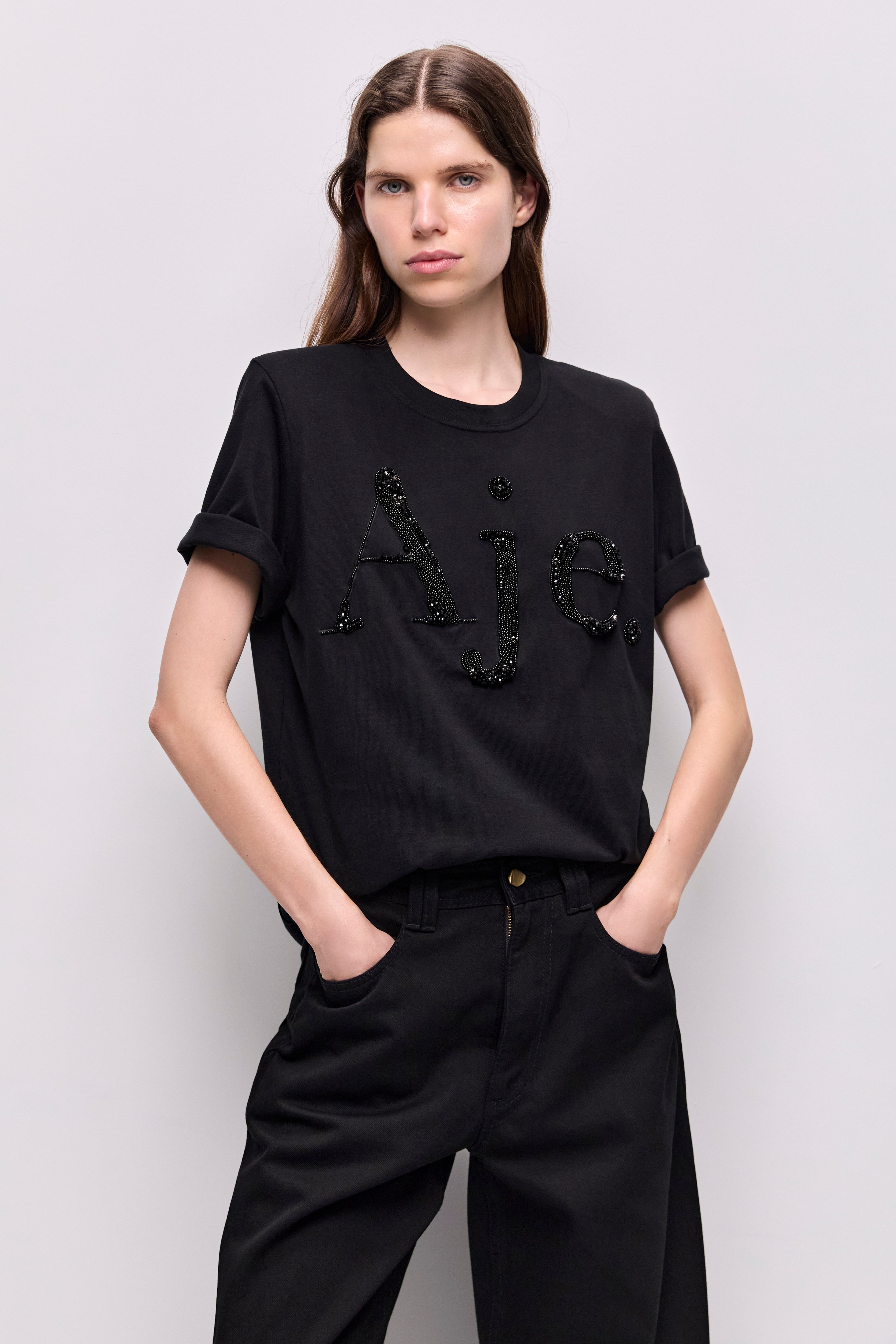 Aimee Beaded Logo Tee
