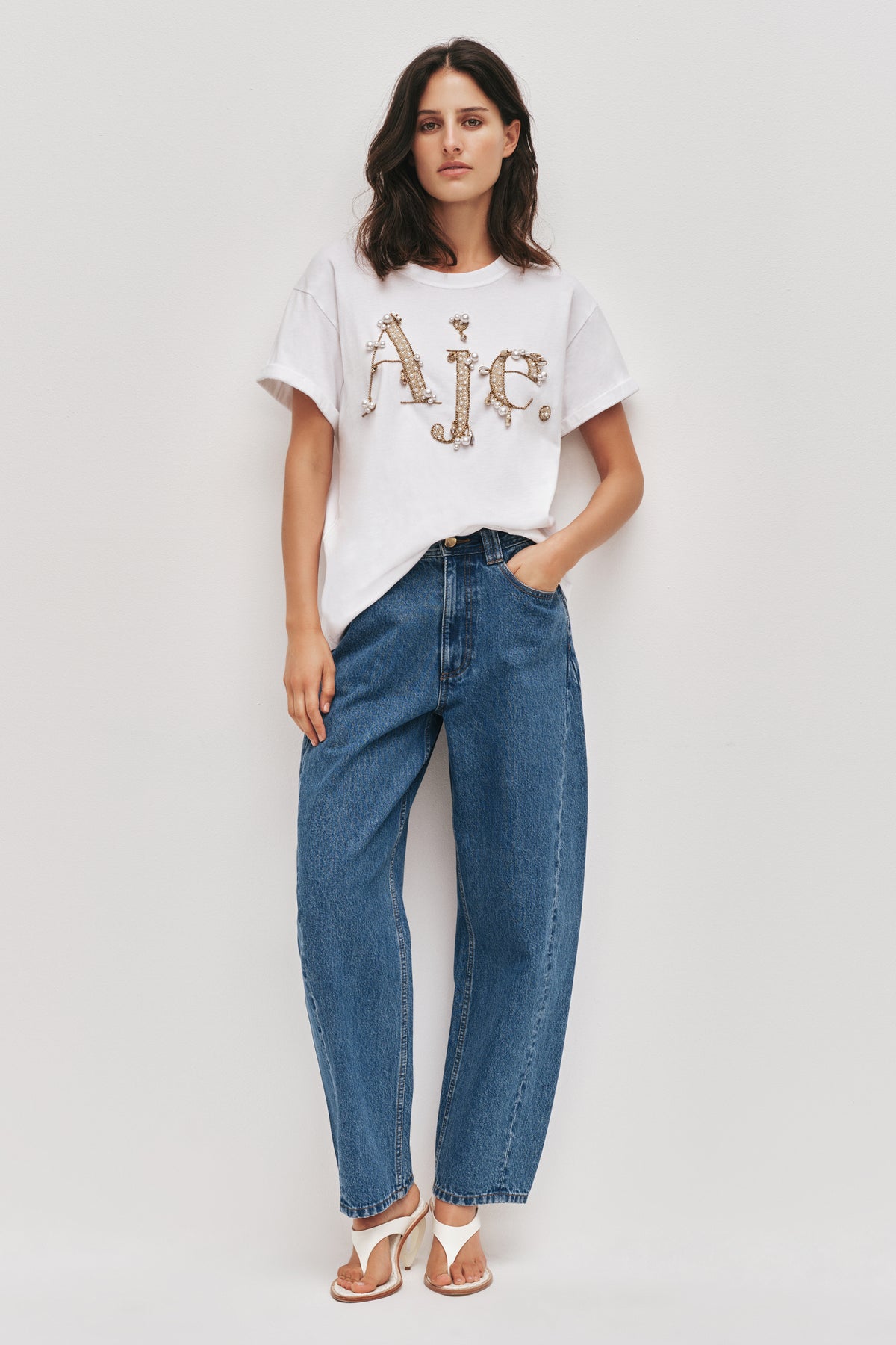 Atley Shell Logo Tee | White & Gold | Aje – Aje AU