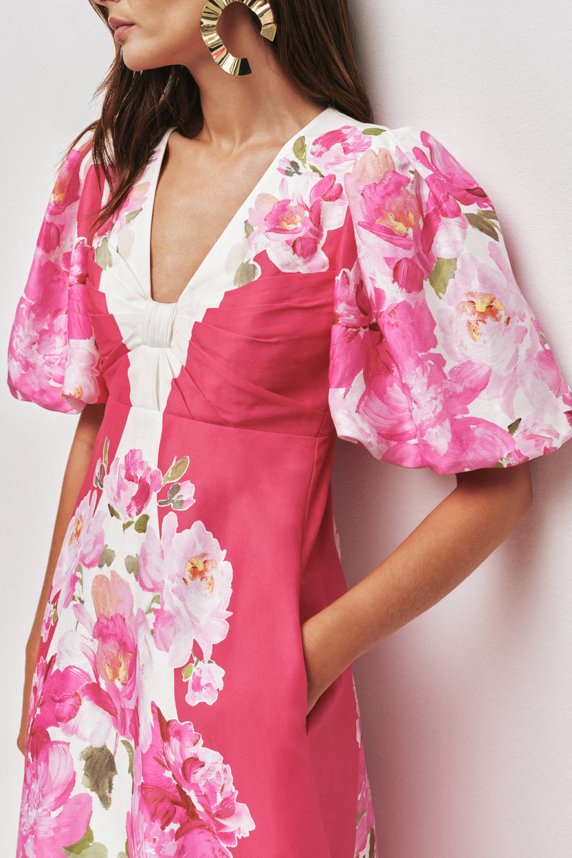 Overflow Knotted Midi Dress | Rosa Bold | Aje – Aje AU