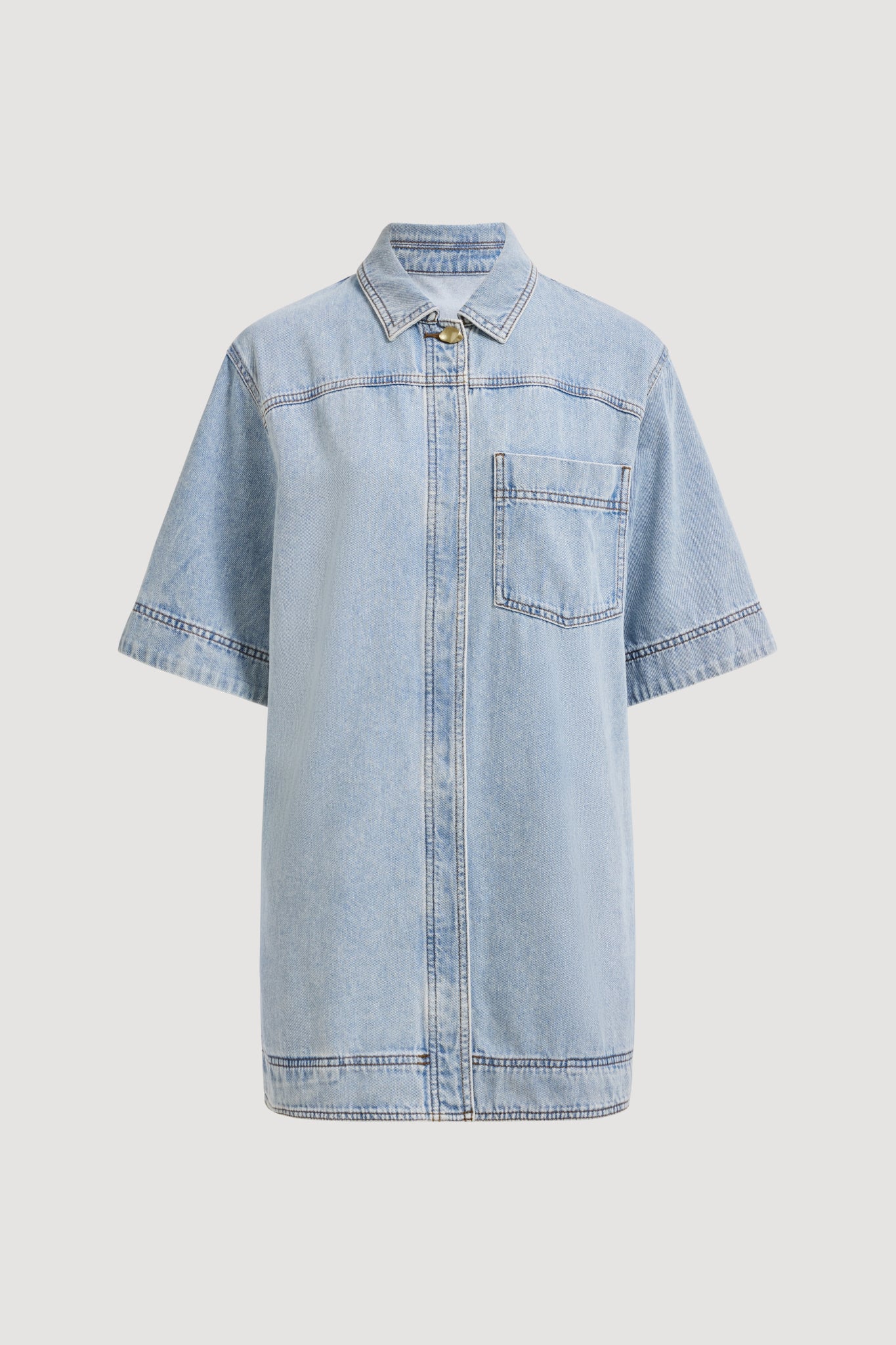 Corrie Denim Mini Tunic Dress | Light Sky Wash
