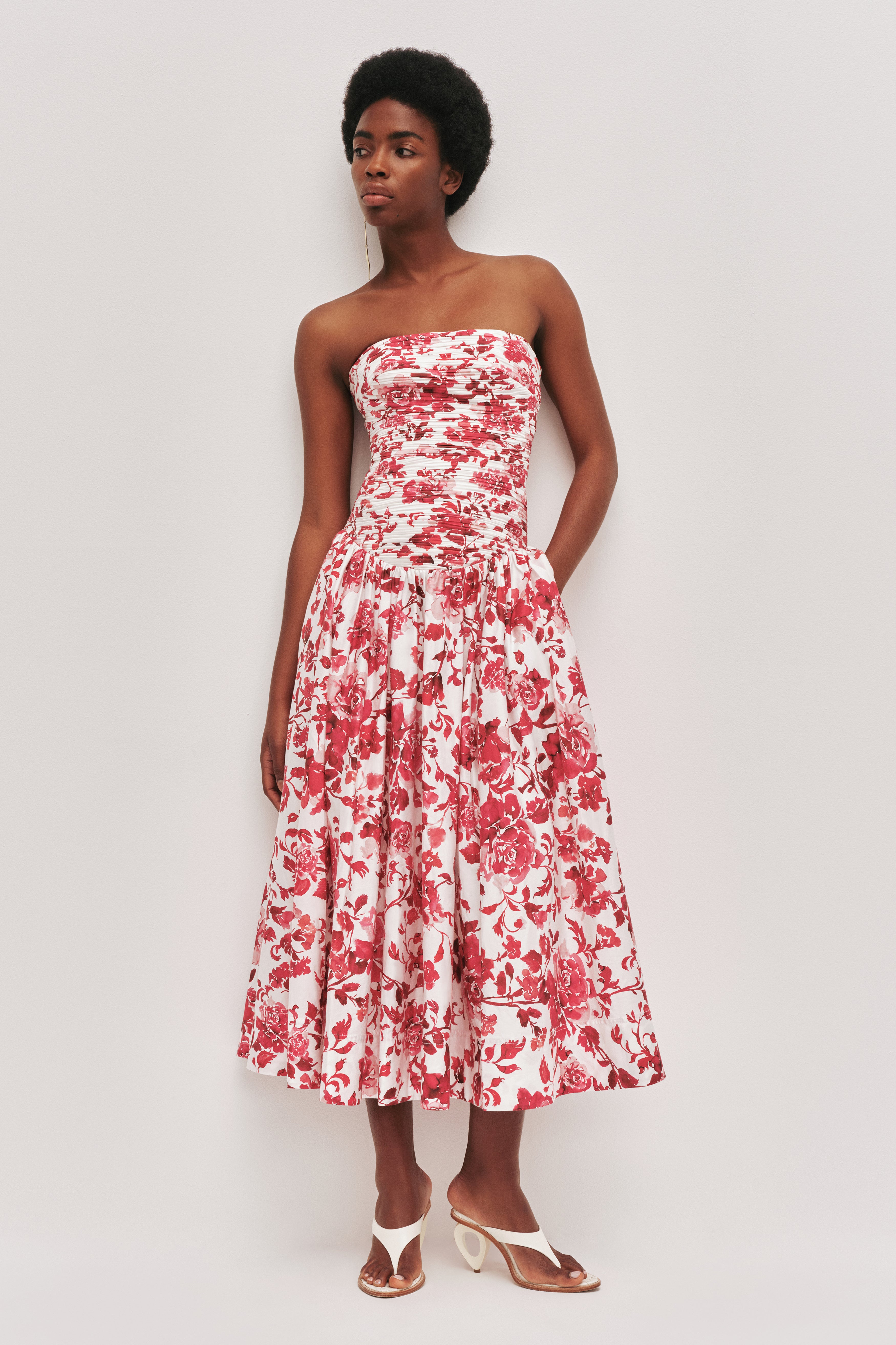 aje red dress Wave Midi Dress