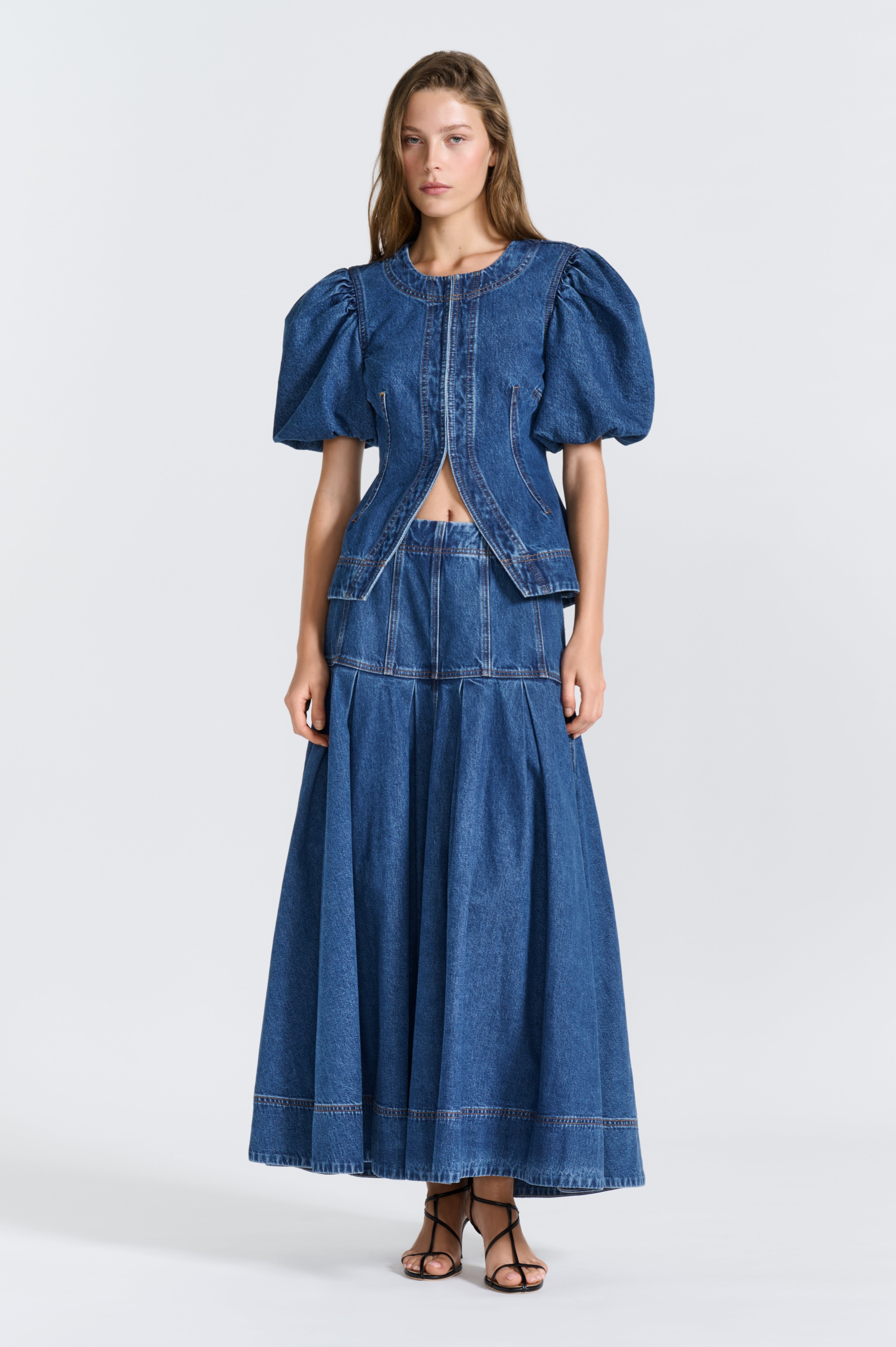Viva Puff Sleeve Denim Top