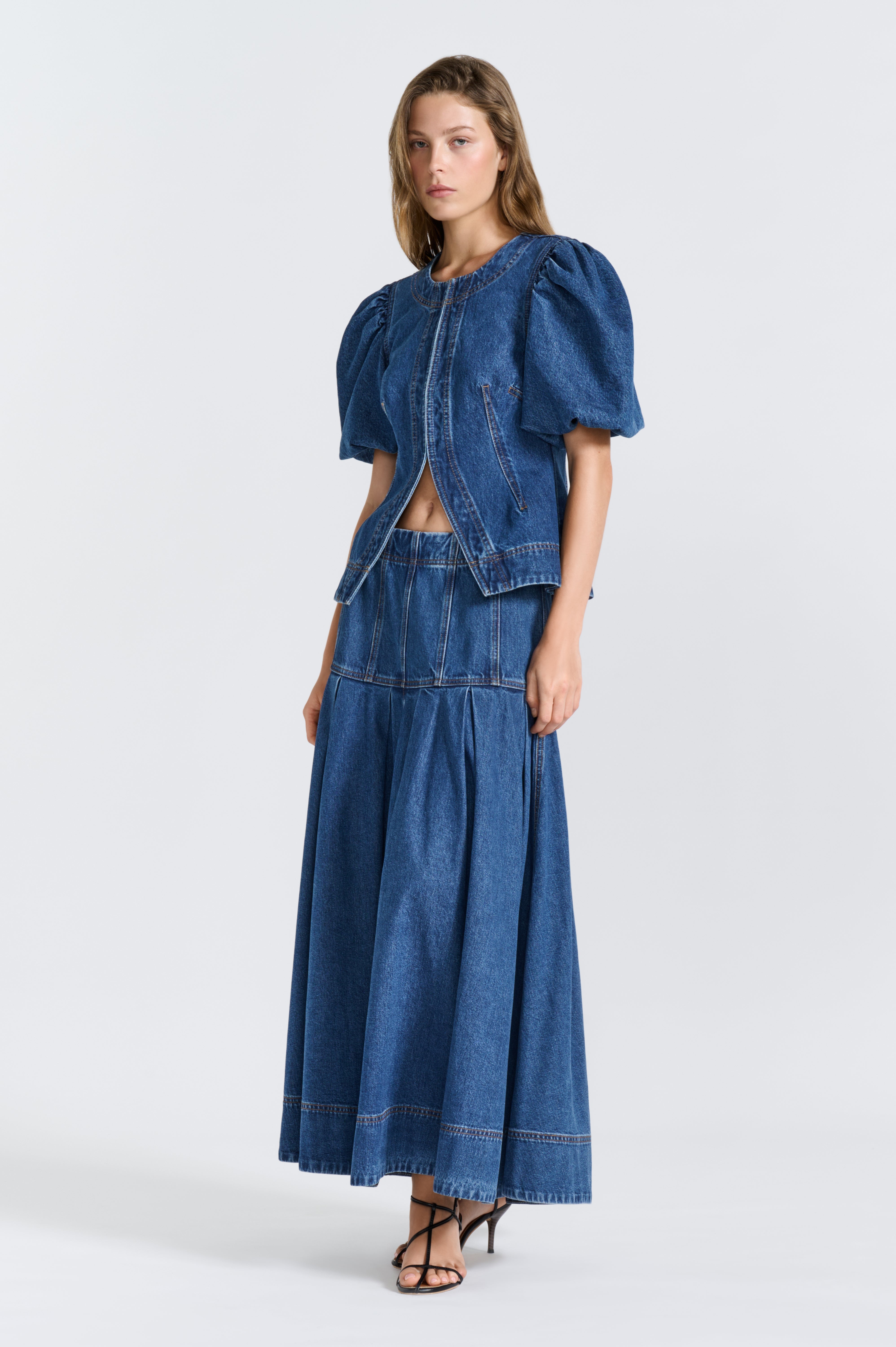 Viva Puff Sleeve Denim Top