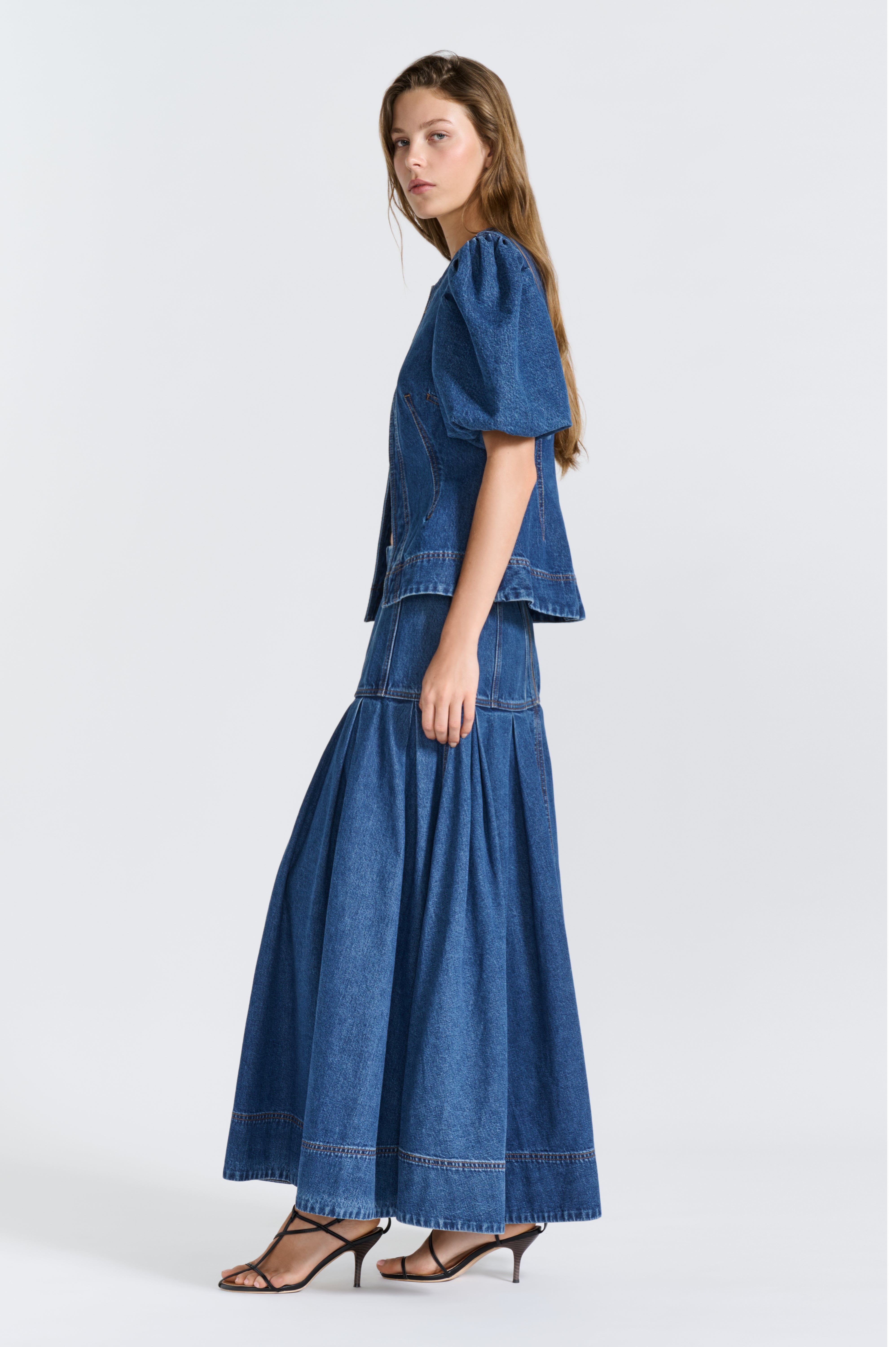 Viva Puff Sleeve Denim Top
