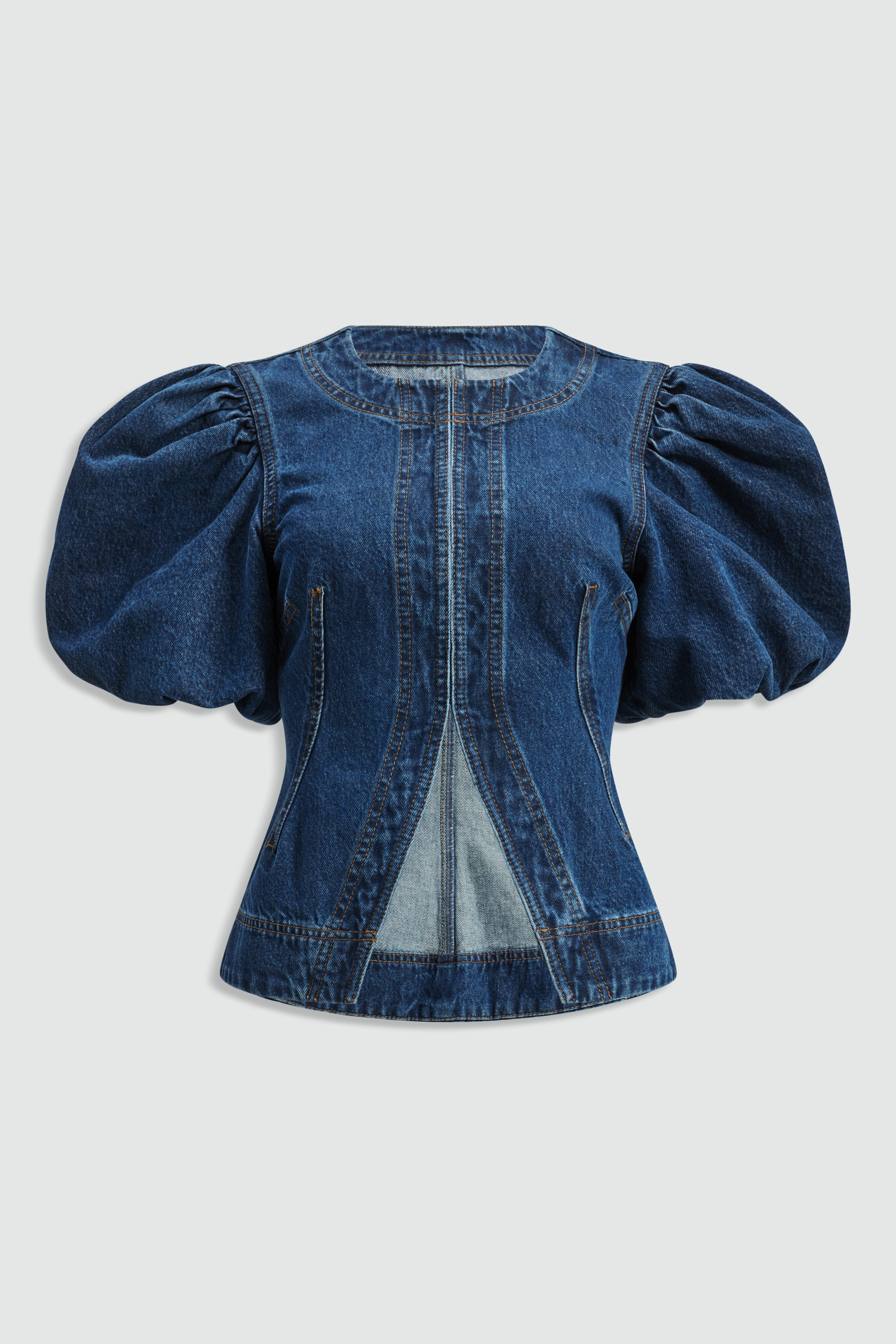 Viva Puff Sleeve Denim Top