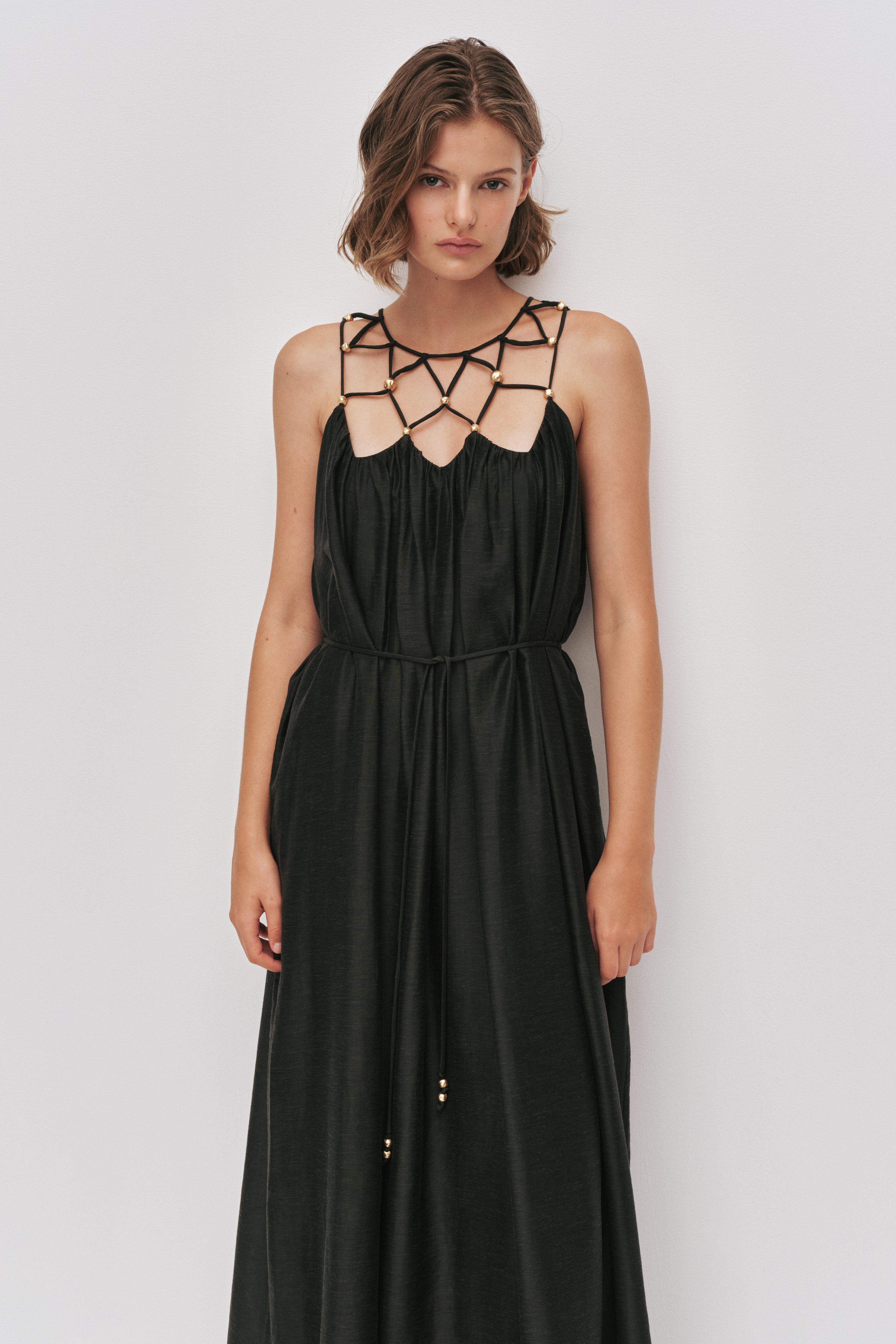 Della Beaded Dress-HUNTER GREEN / 6