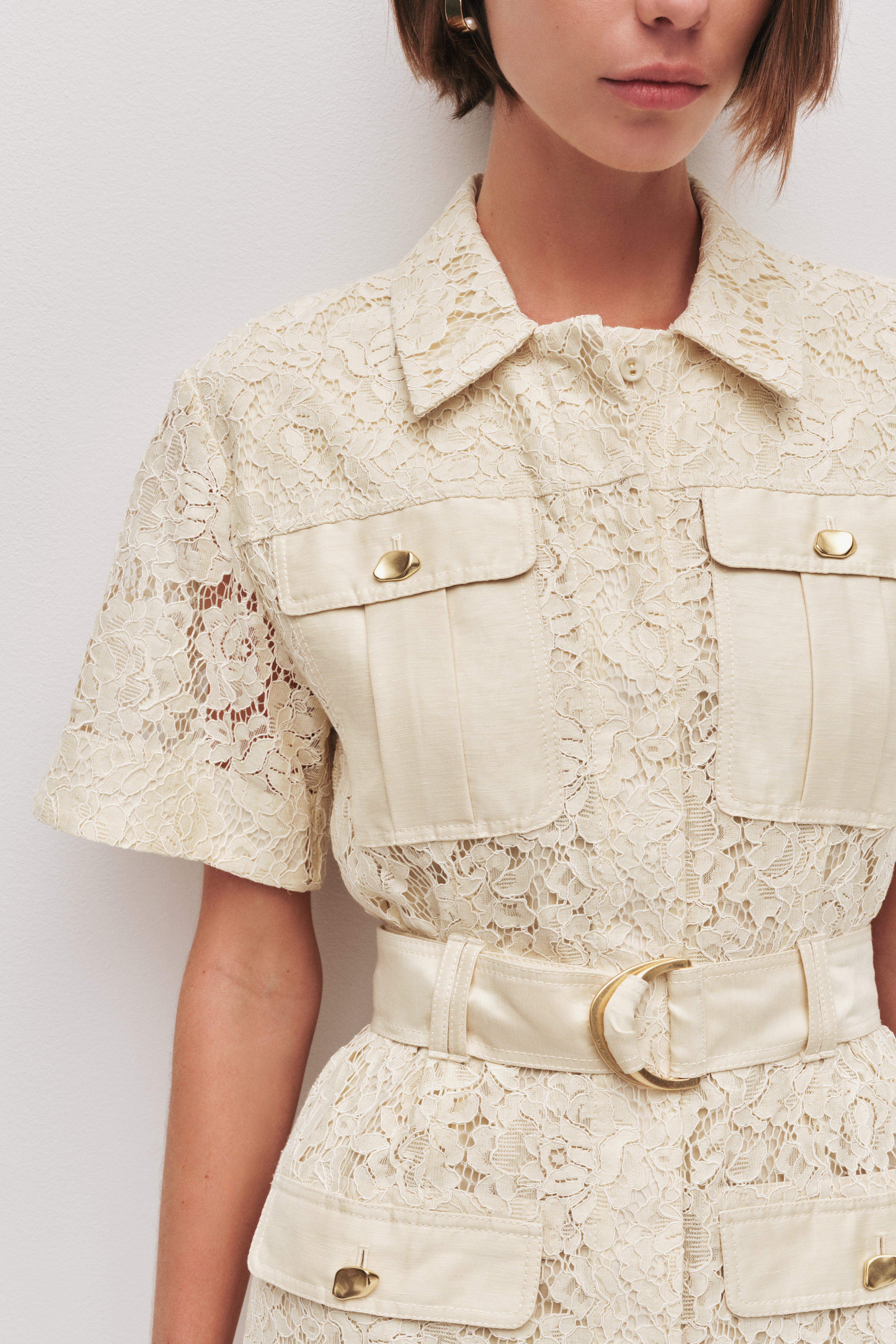 Mystic Lace Mini Shirt Dress