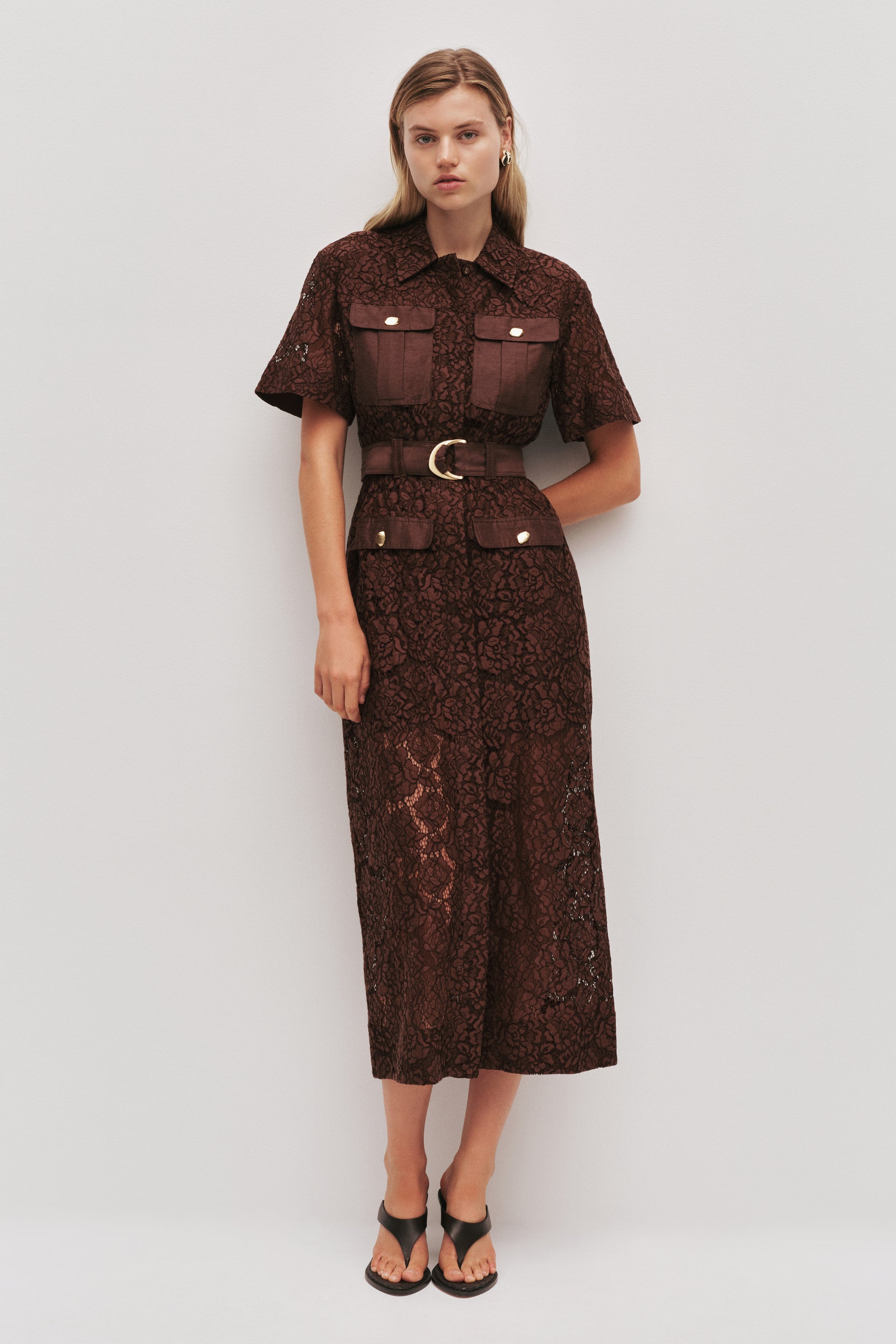 Mystic Lace Shirt Dress Chocolate Aje Aje AU — free download