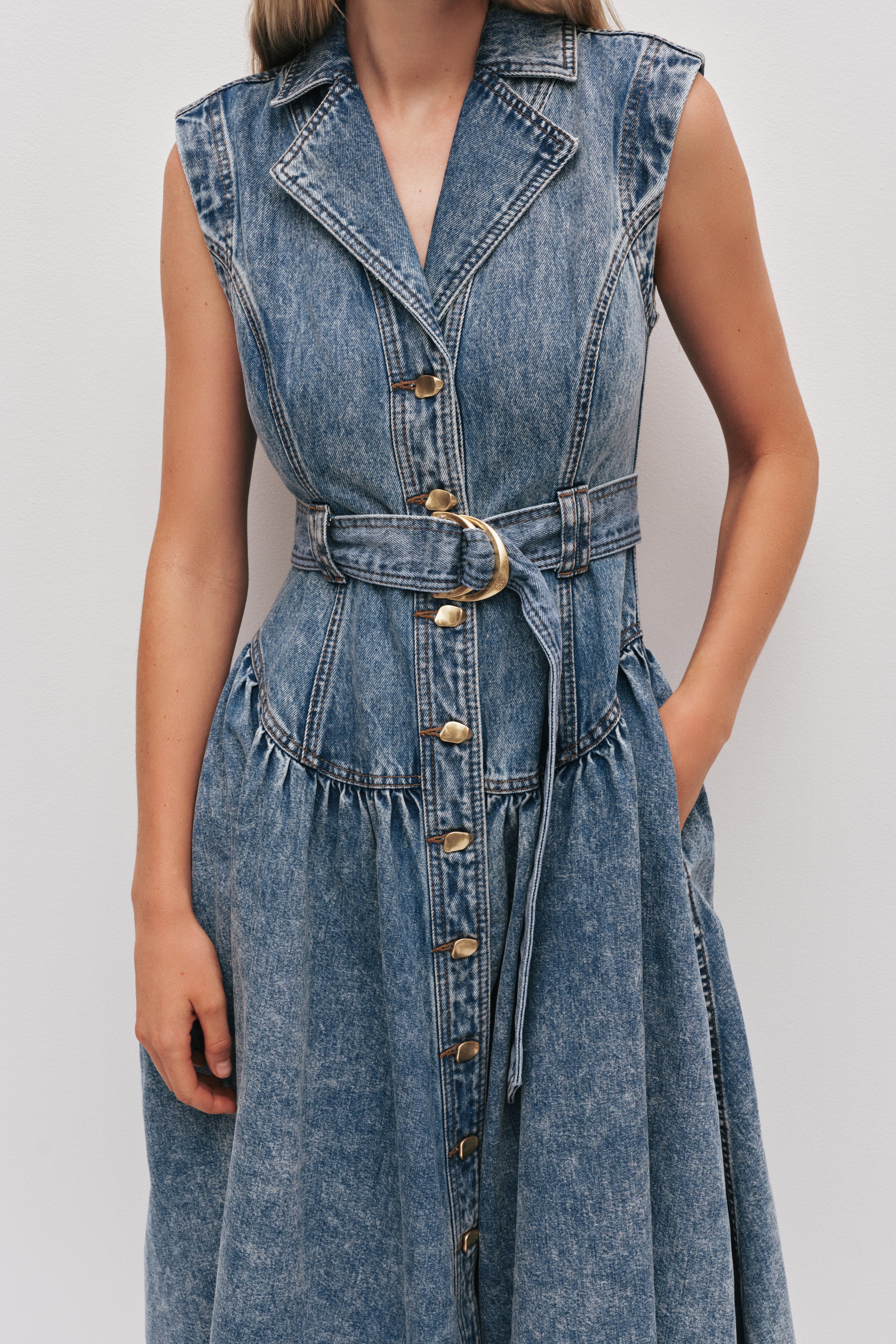 Angelina Belted Midi Dress