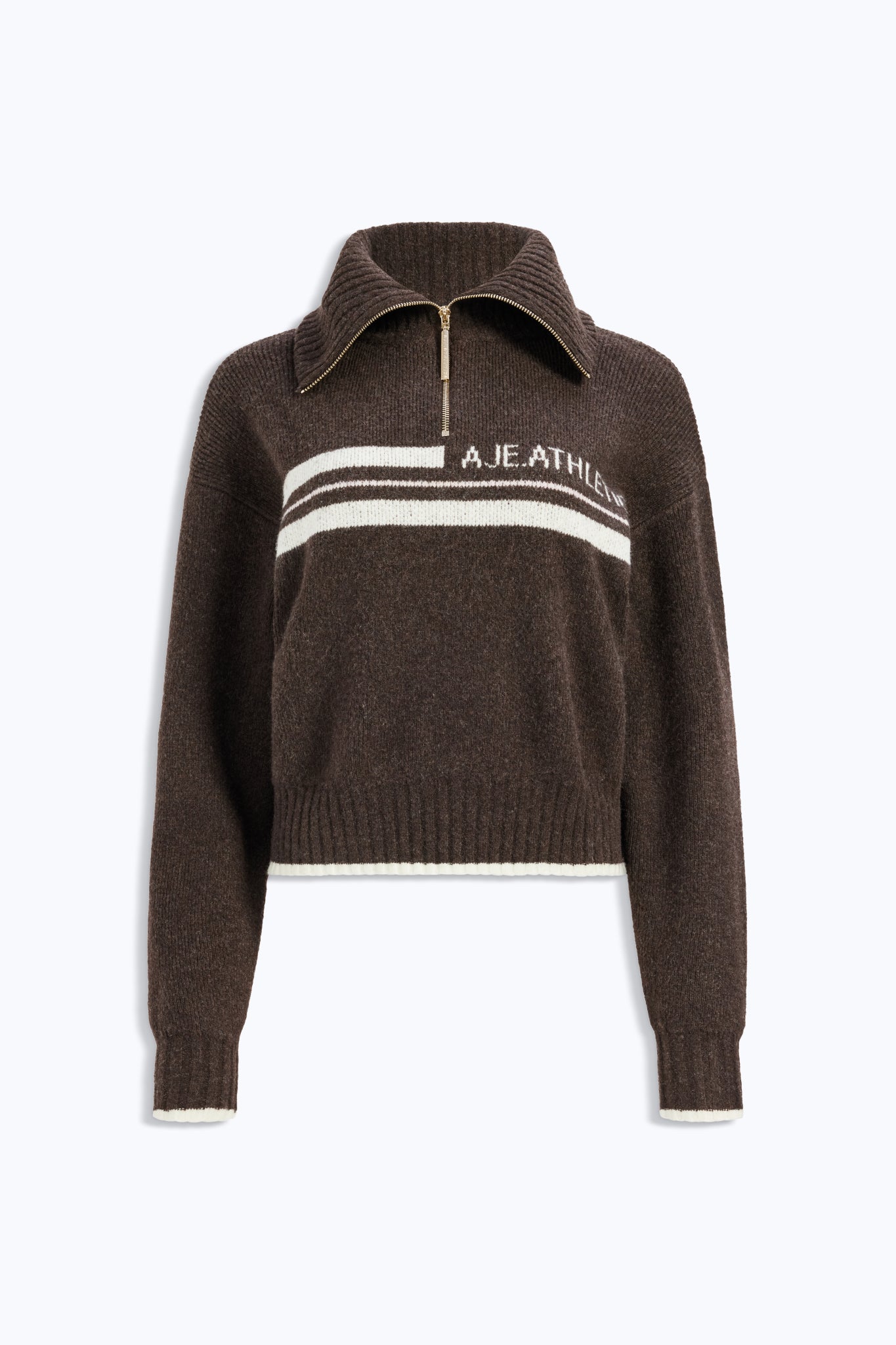 1/4 Zip Stripe Logo Knit