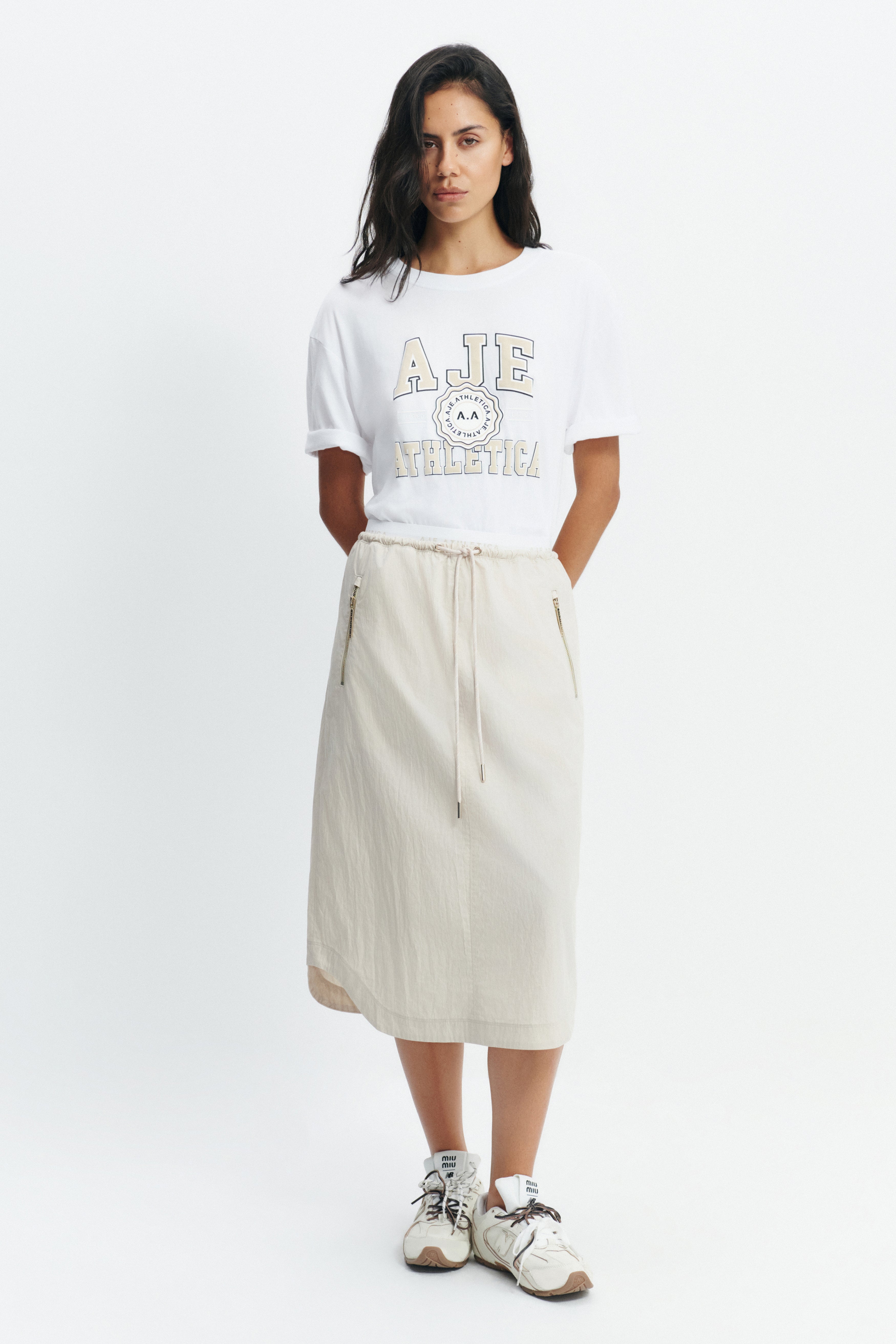 Logo Elastic Midi Skirt