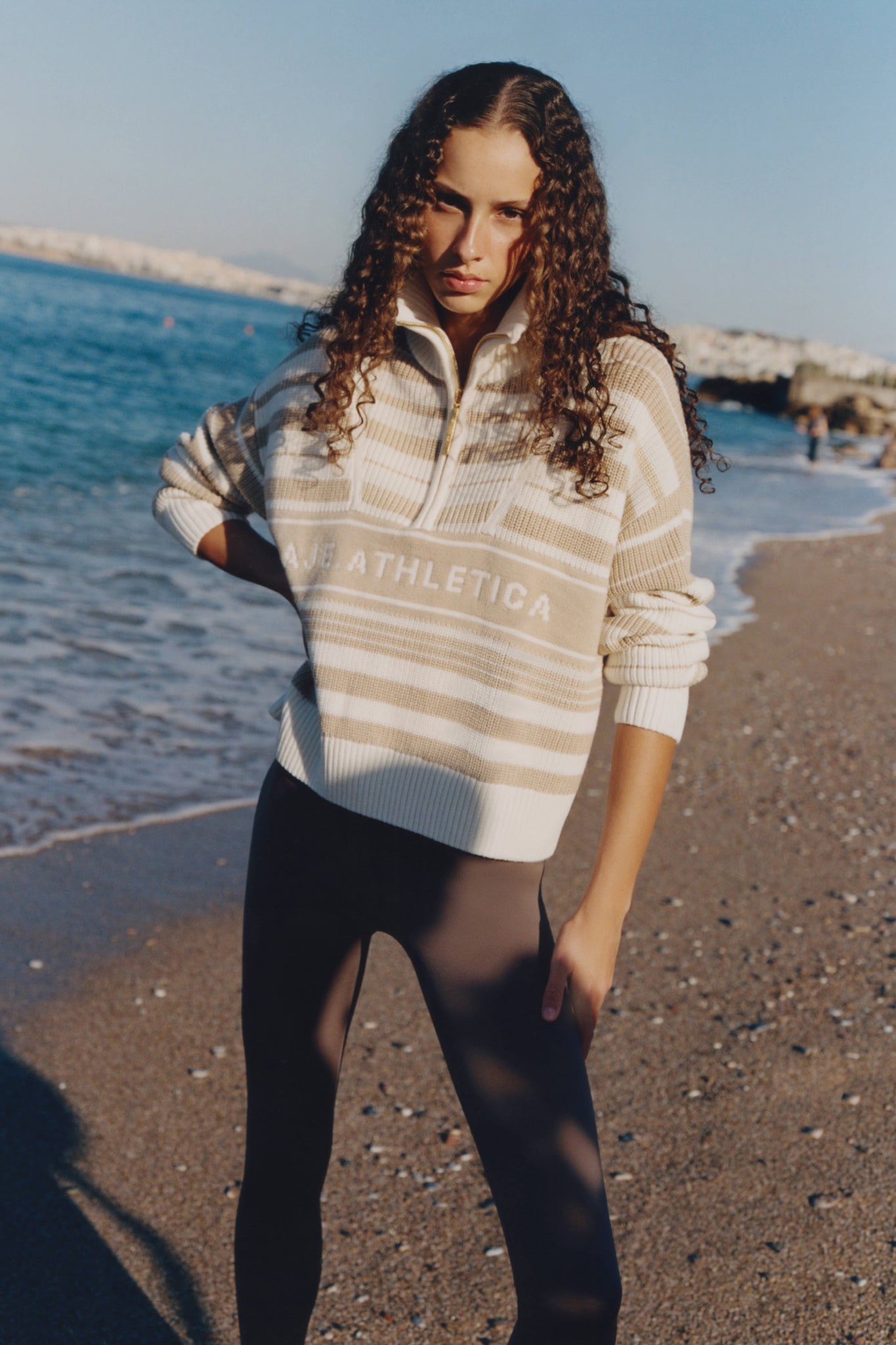 1/4 Zip Knit Stripe Jumper