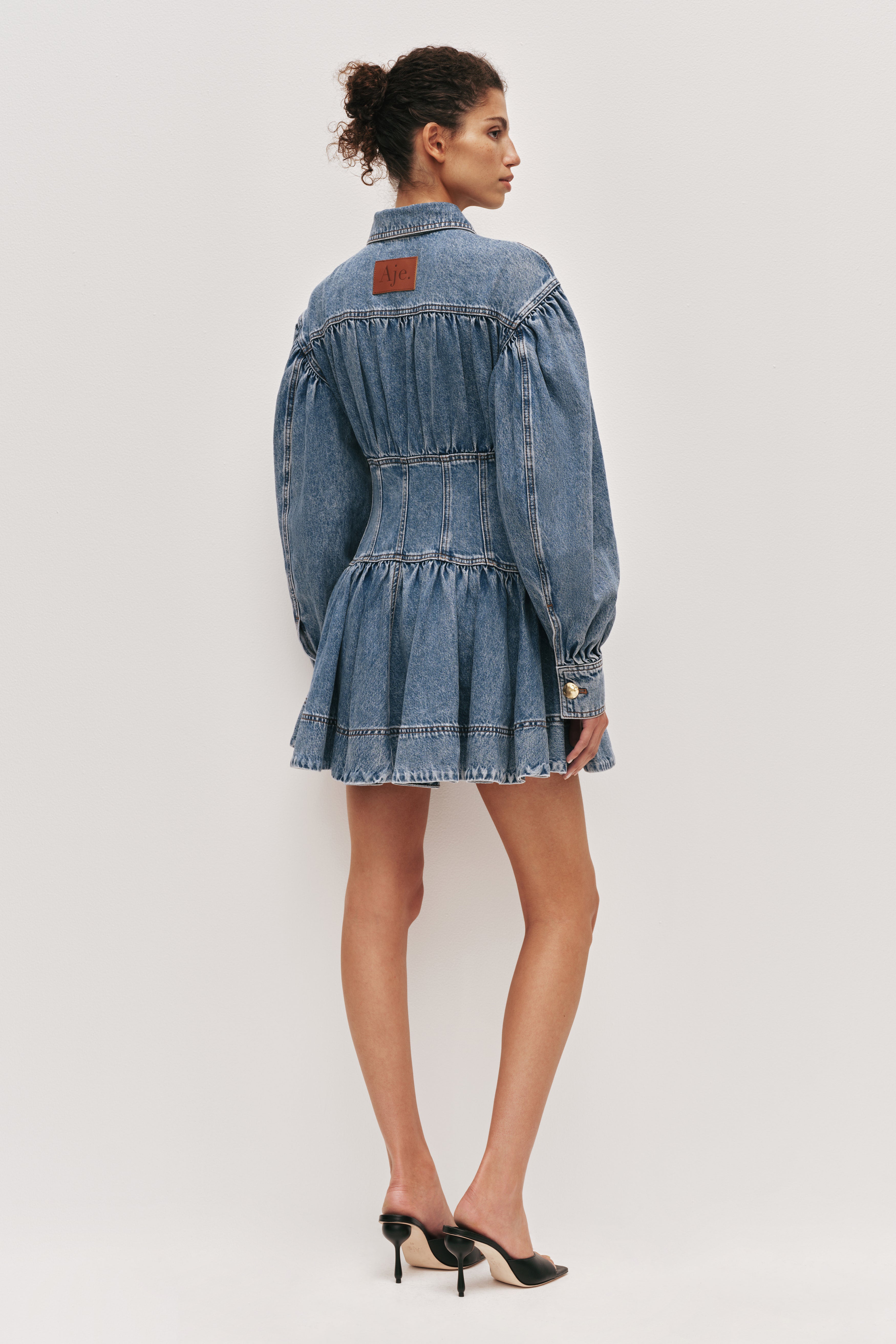 Lorraine Denim Mini Dress Coastal Stone | Wash
