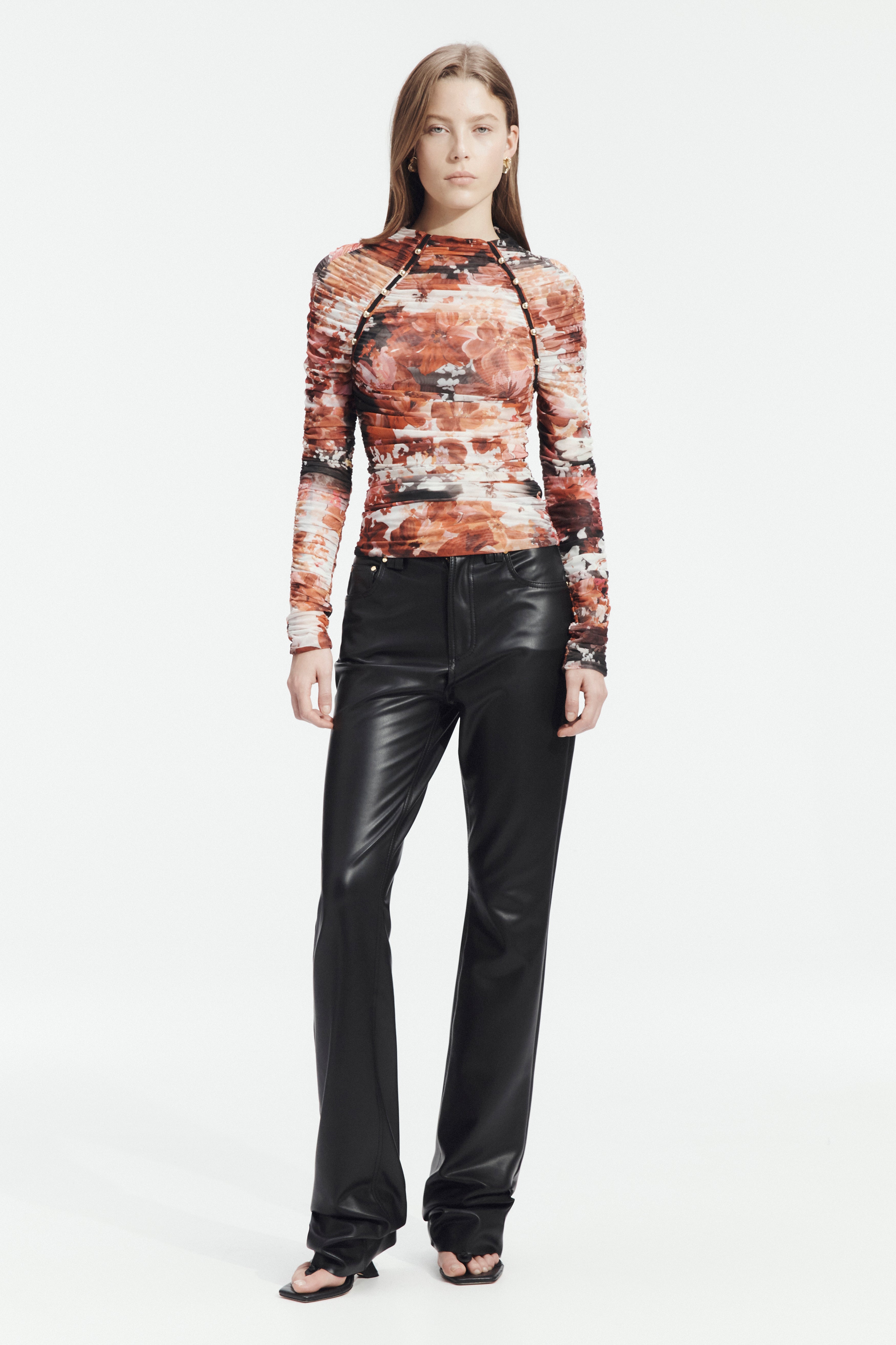 Carline Gathered Mesh Top