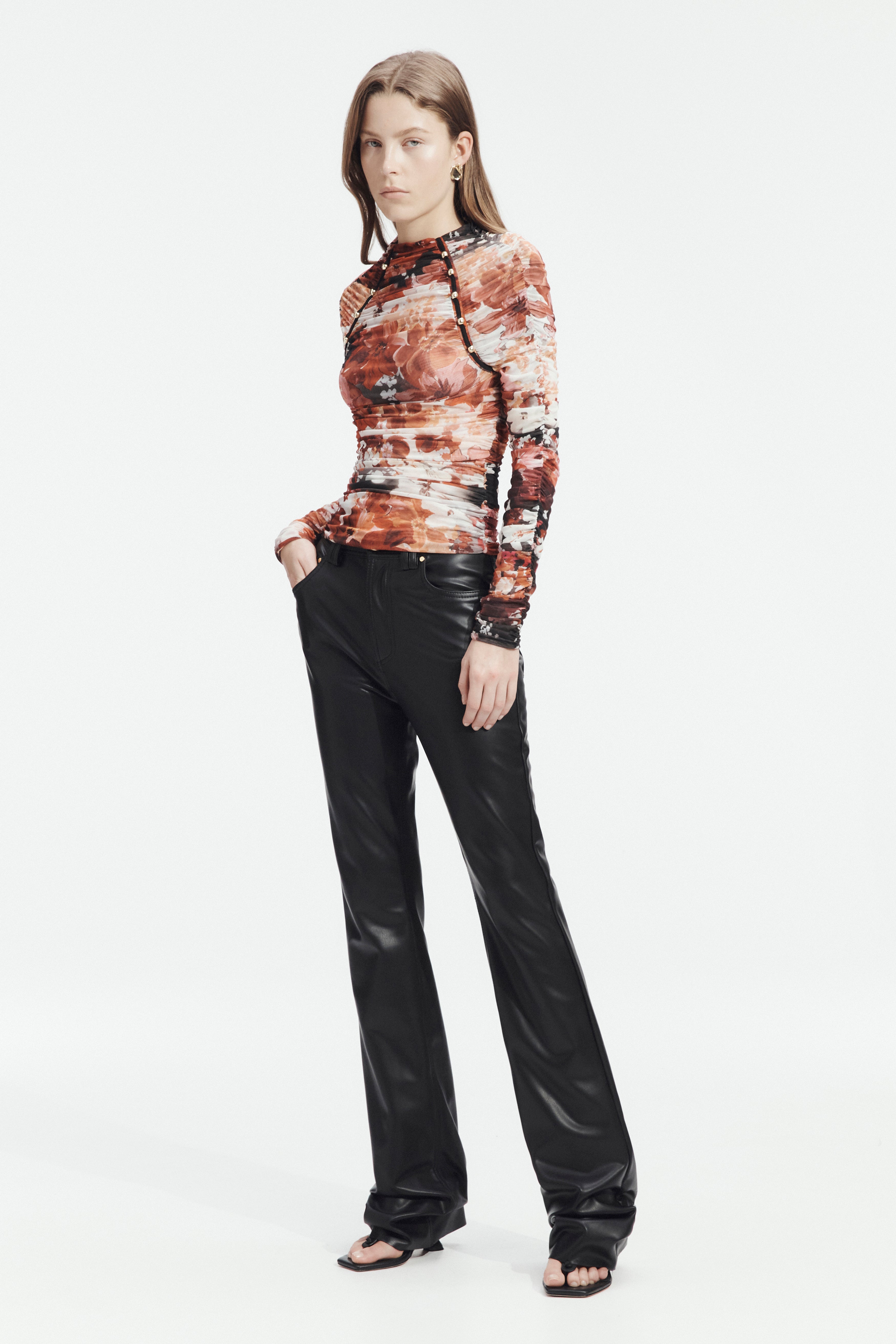 Carline Gathered Mesh Top
