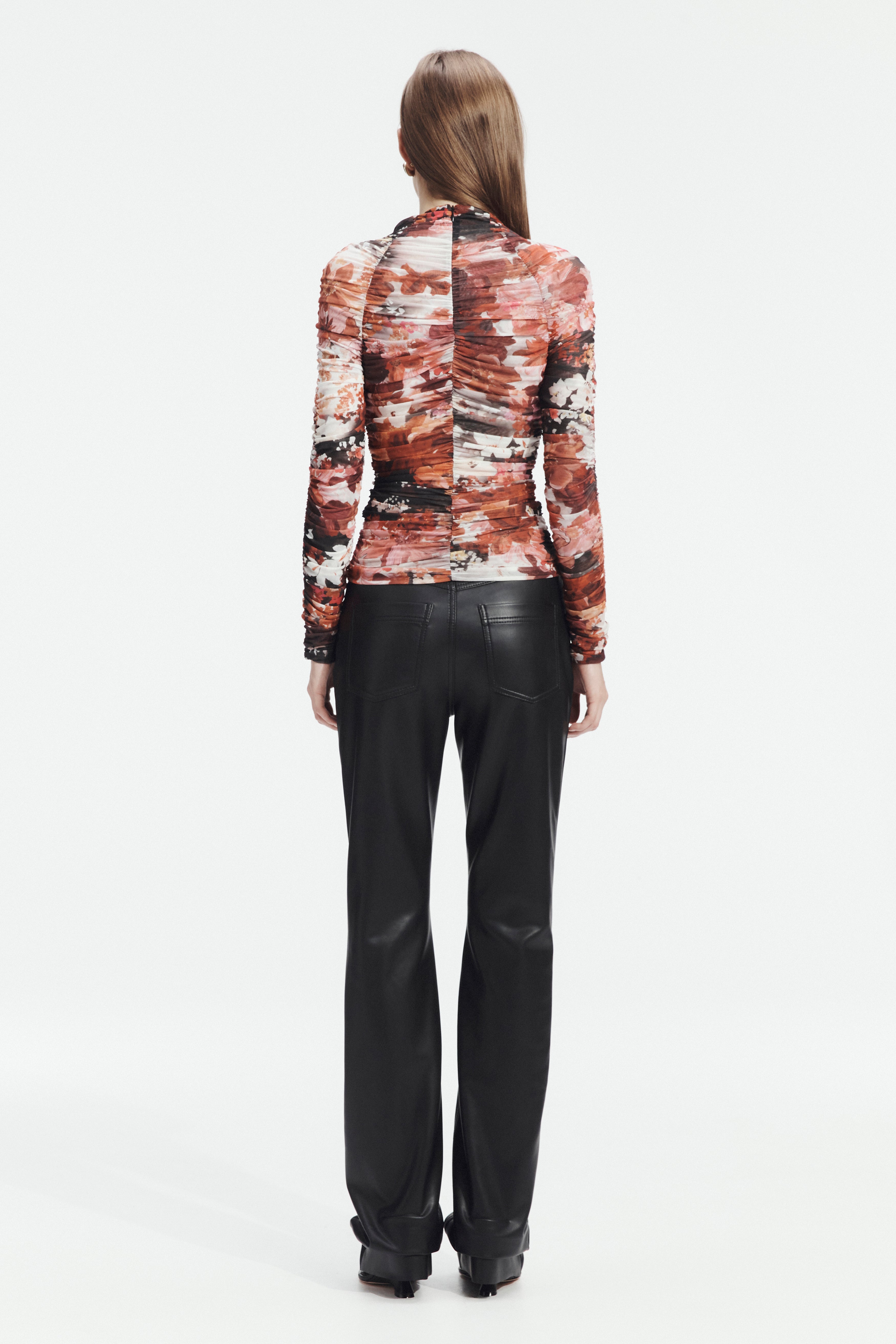 Carline Gathered Mesh Top