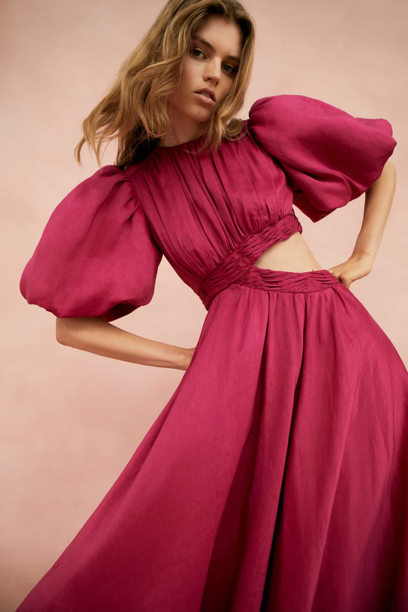 Tidal Tucked Cut Out Midi Dress
