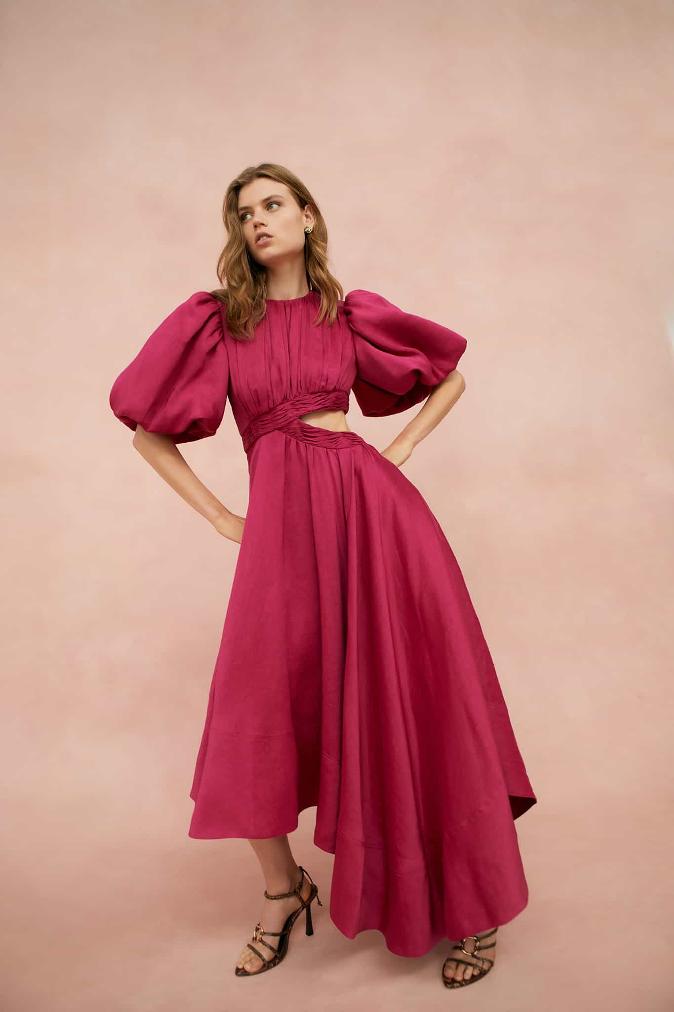 Tidal Tucked Cut Out Midi Dress