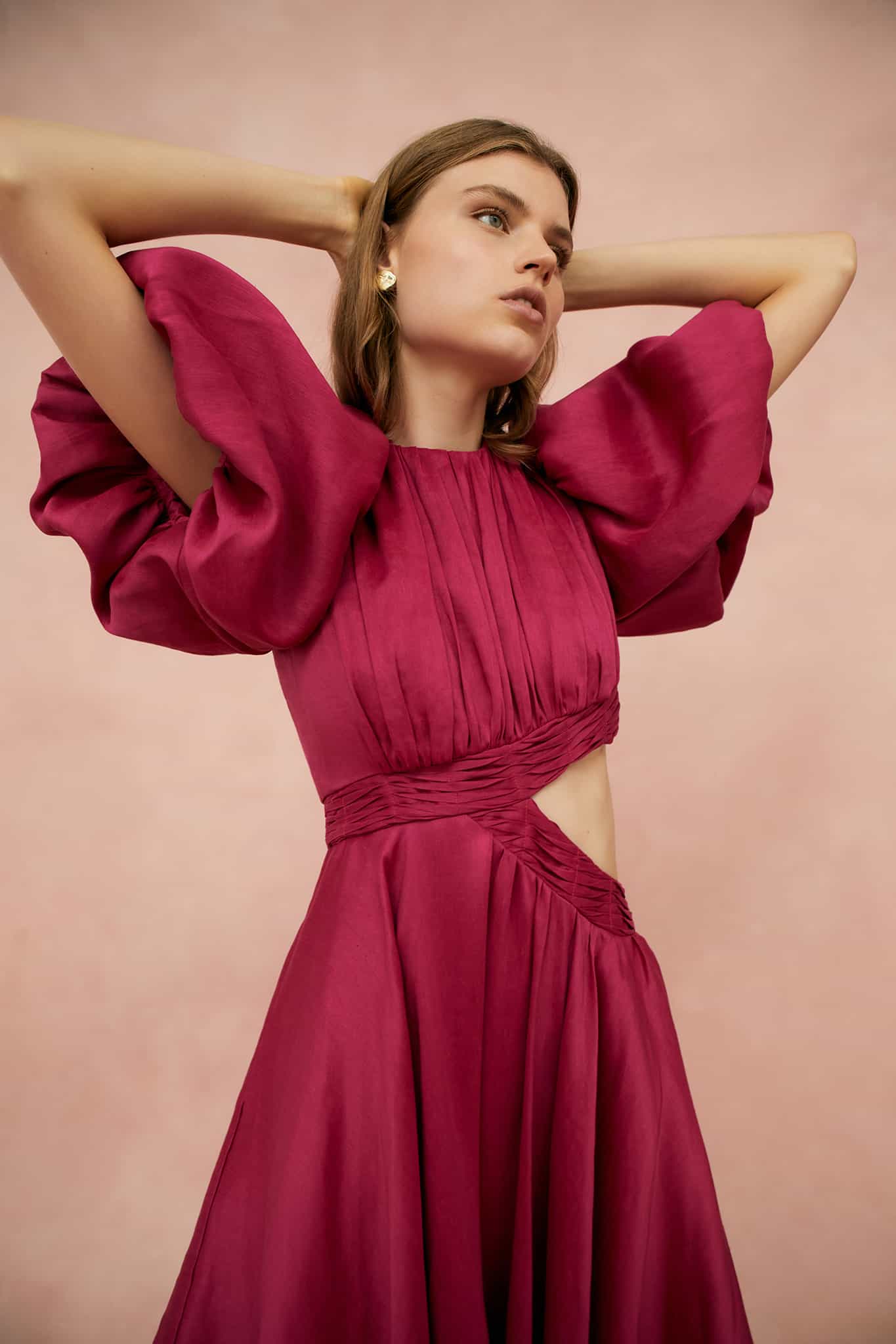 Tidal Tucked Cut Out Midi Dress
