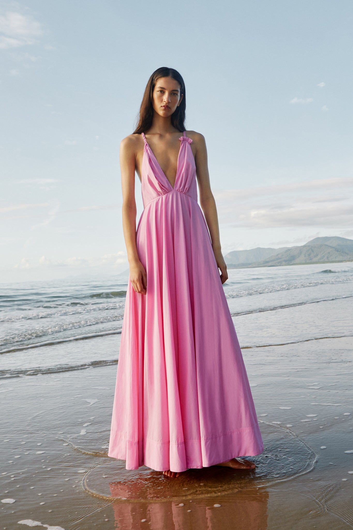 Vellum Maxi Dress, Cerise Pink