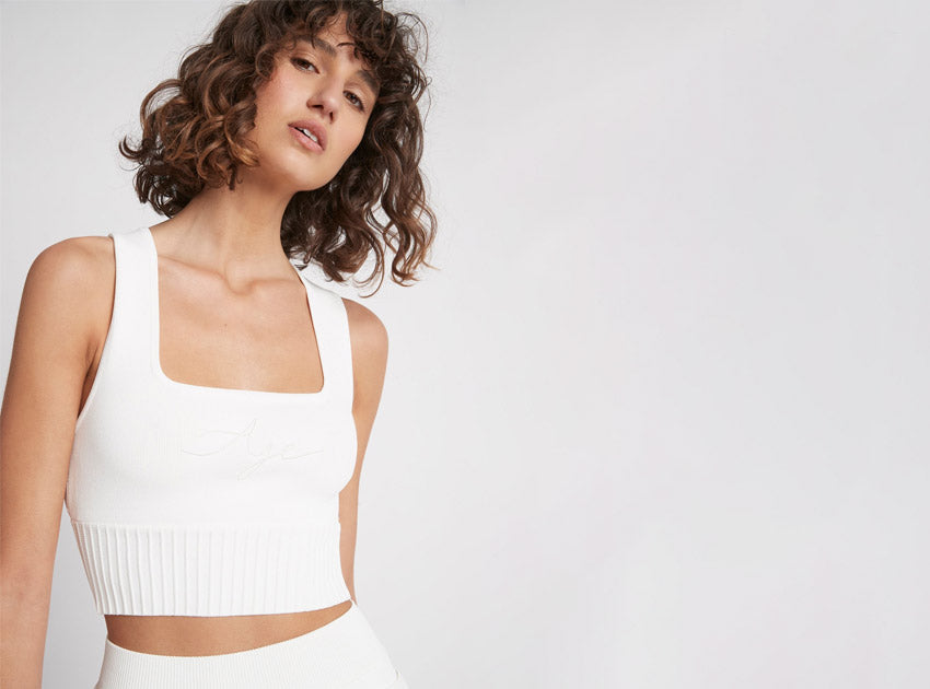 Livadi Cut Out Knit Logo Crop Top