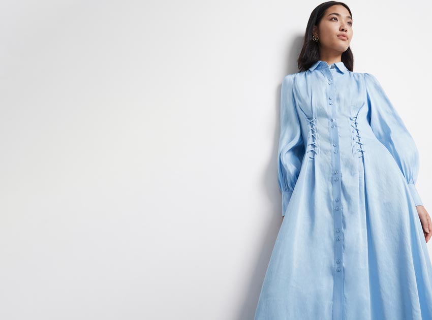 Ephemera Lace-Up Shirt Dress