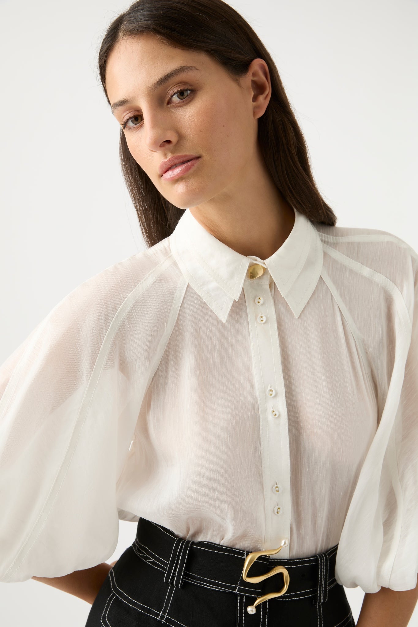 Palms Puff Sleeve Shirt | Ivory | Aje – Aje AU