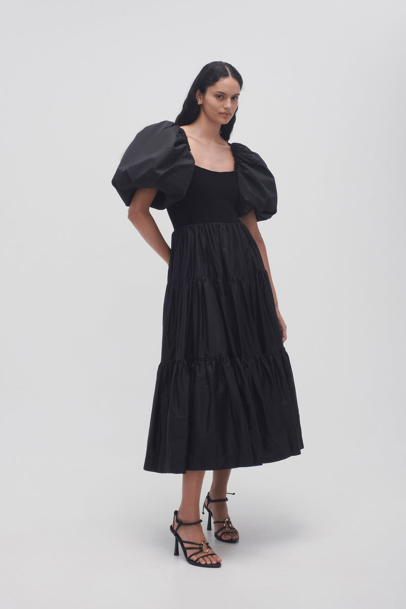 Casa Puff Sleeve Midi Dress | Black | Aje – Aje AU