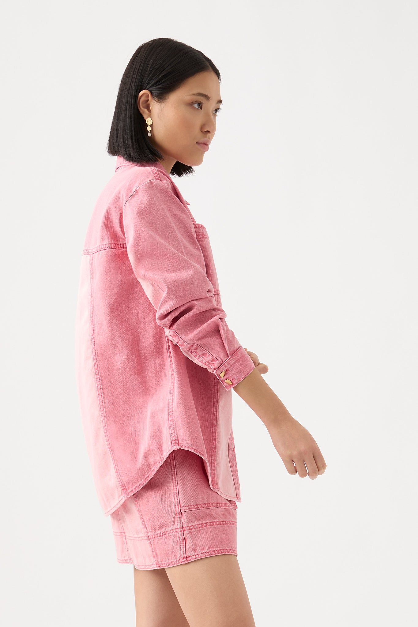 Shades Pink Denim Shirt Two Tone Pink Aje Aje AU