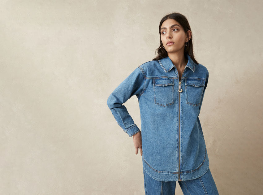 Ana Denim Zip Shirt
