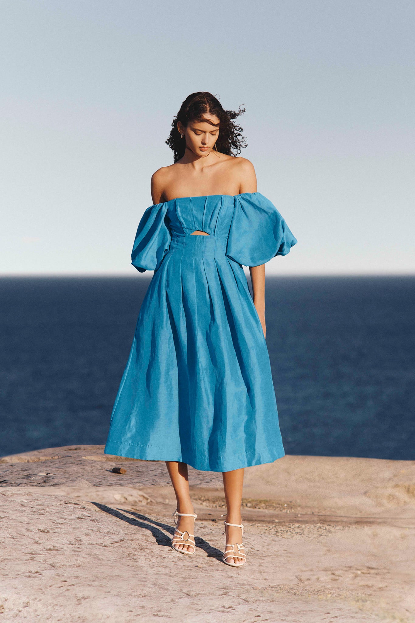 Eugenie Off Shoulder Midi Dress-AZURE BLUE / 4 Eugenie Off Shoulder Midi Dress-AZURE BLUE / 4
