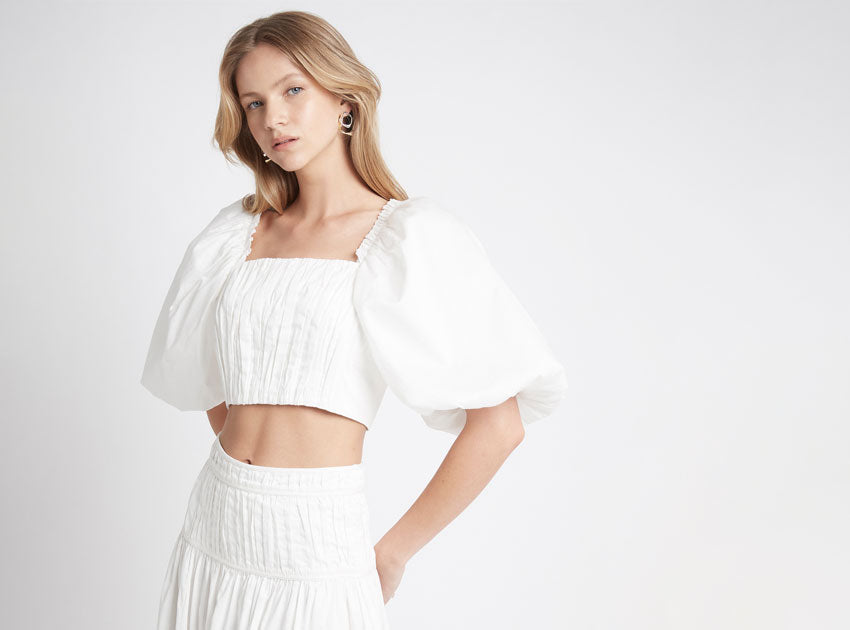 Enamour Puff Sleeve Cropped Top