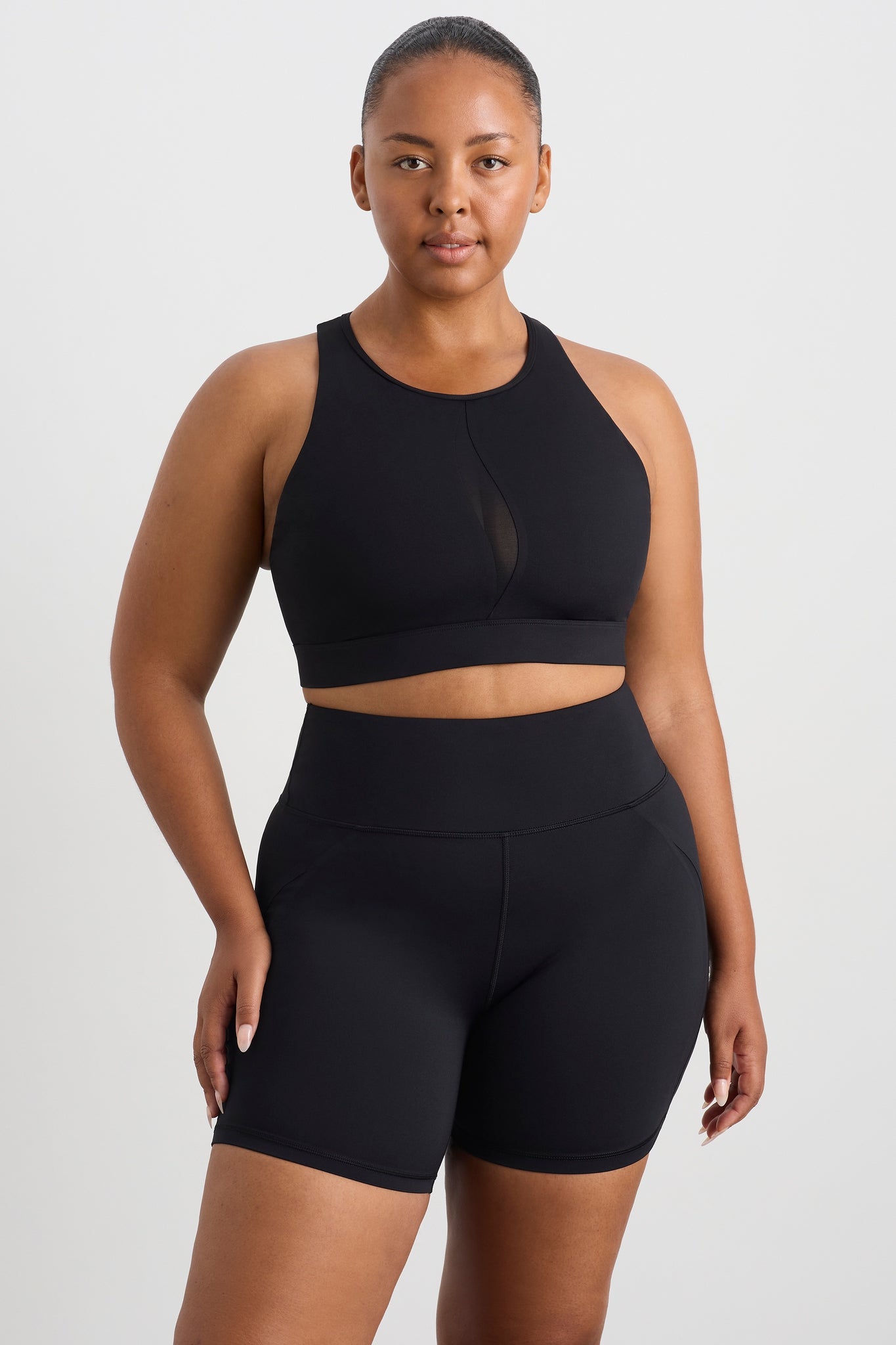 370 Bra Spliced Mesh Sports Bra 370 | BLACK | AJE ATHLETICA – Aje AU