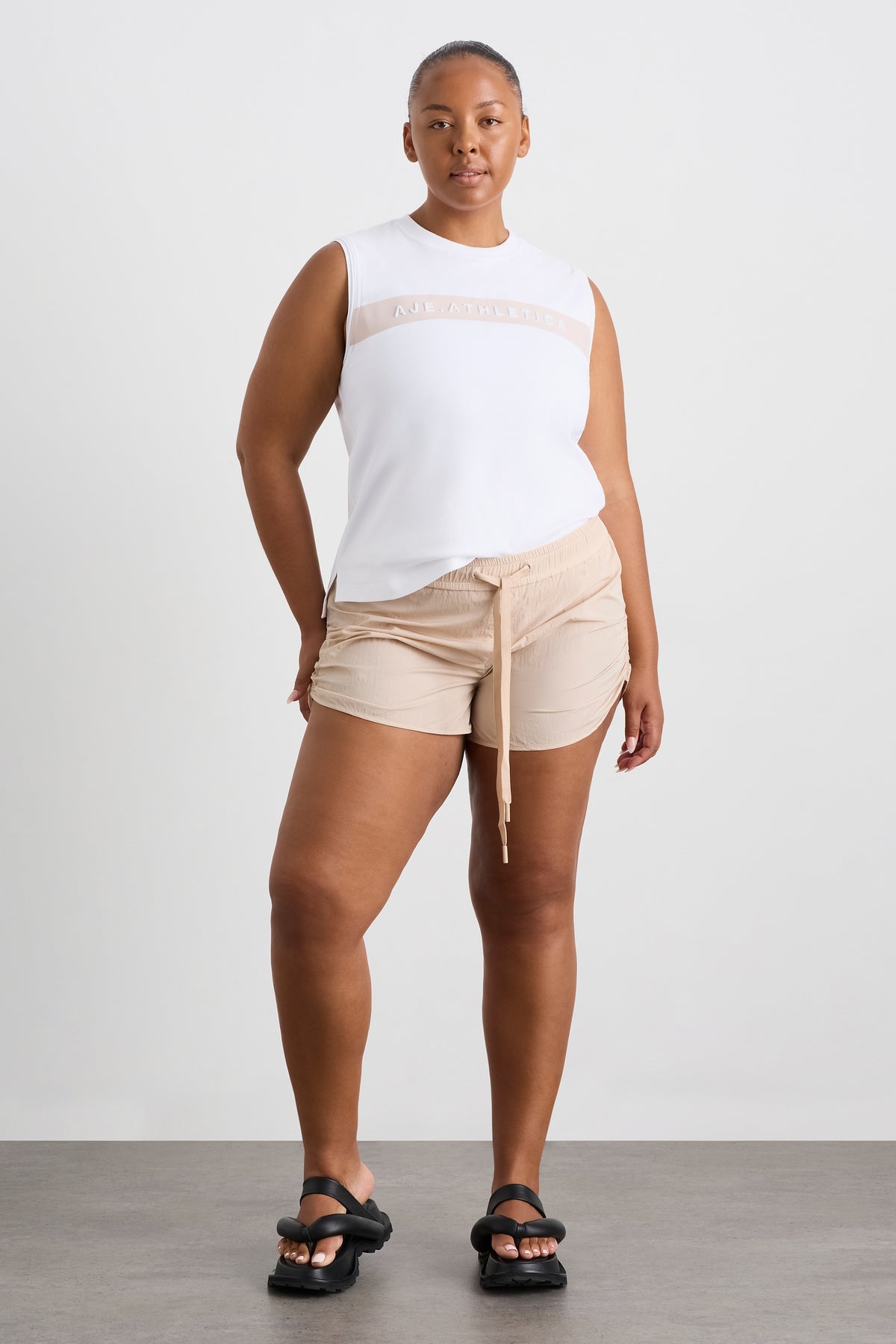 Side Ruched Short 602 | Latte Beige | AJE ATHLETICA – Aje AU