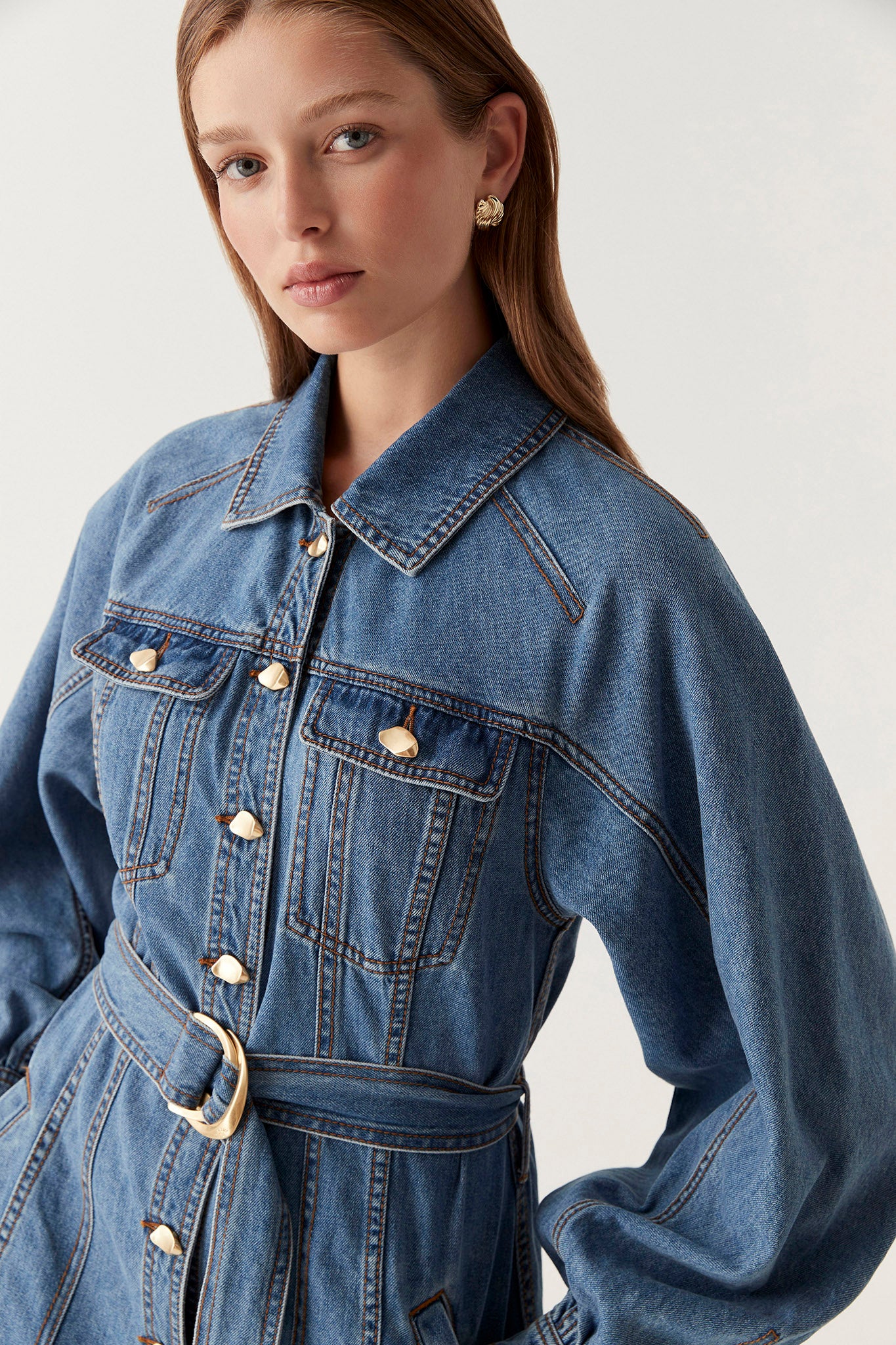 aje colorado denim mini dress Aura Denim Mini Dress | Sea Spray Wash