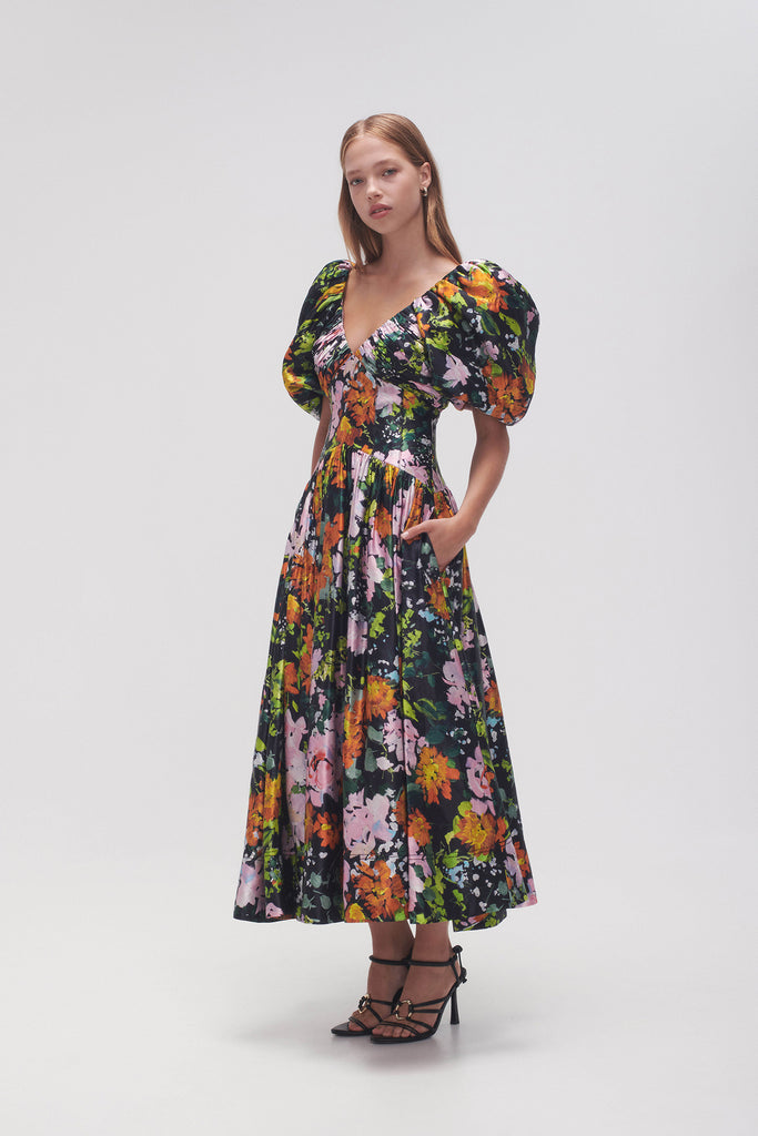 Gabrielle Plunge Midi Dress | Midnight Floral | Aje – Aje AU