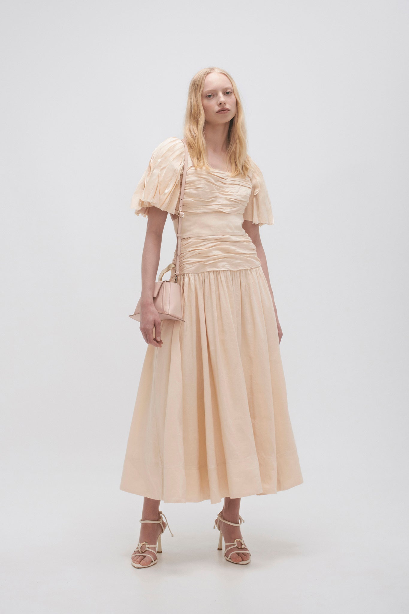 Marianne Ruched Midi Dress | Coconut Cream | Aje Aje AU Marianne Ruched Midi Dress | Coconut Cream | Aje Aje AU