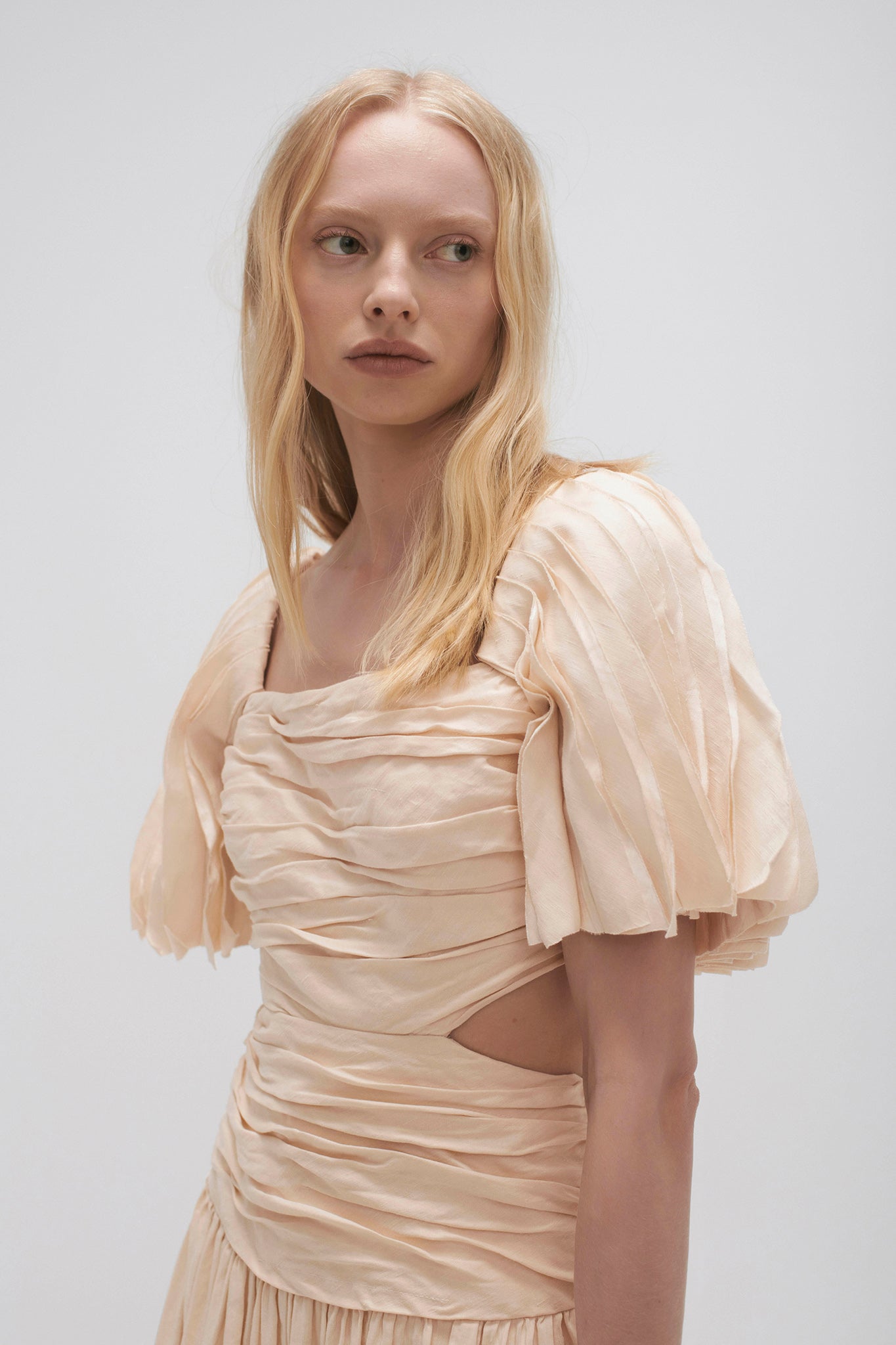 Marianne Ruched Midi Dress | Coconut Cream | Aje Aje AU Marianne Ruched Midi Dress | Coconut Cream | Aje Aje AU