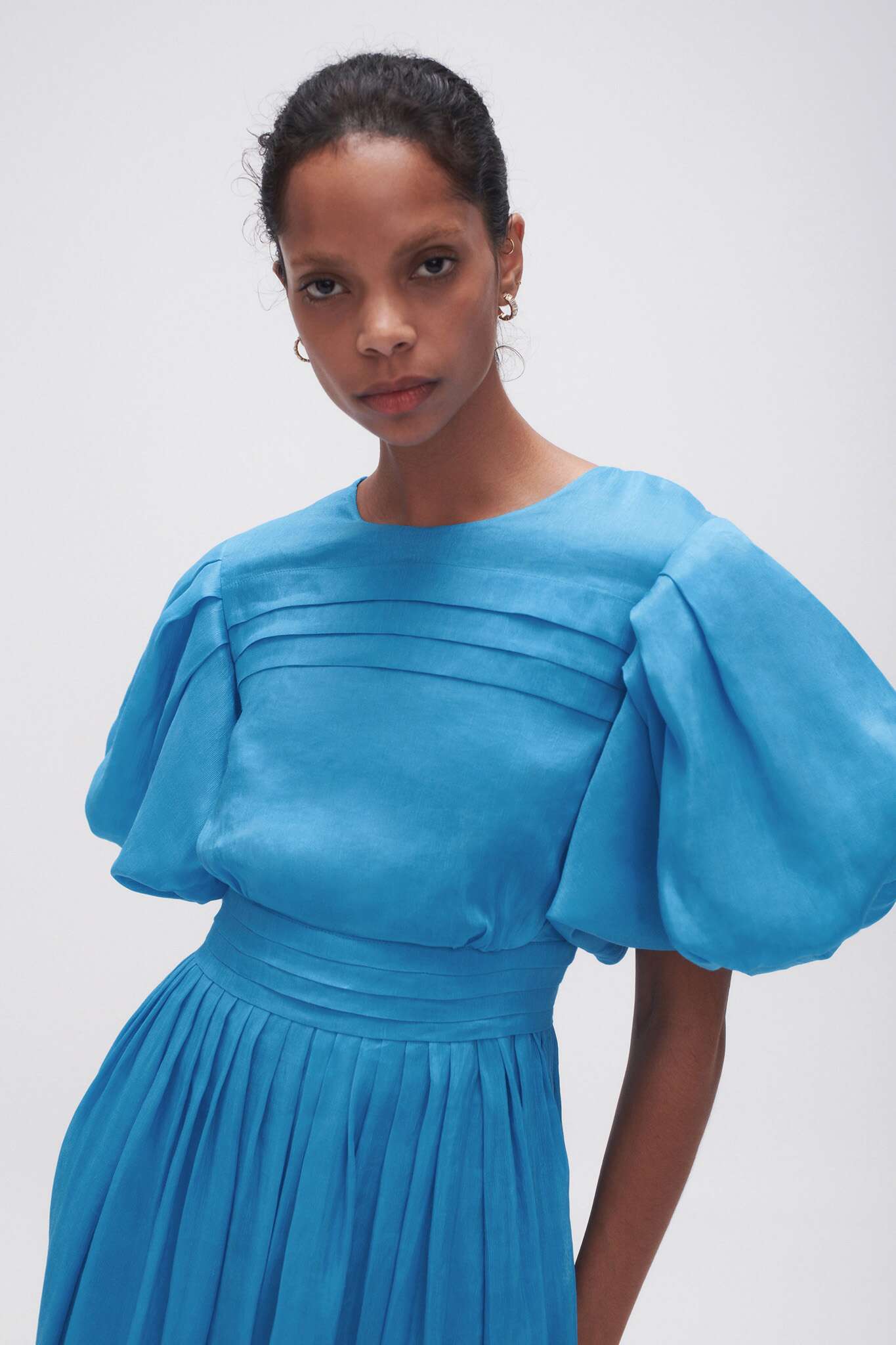 Sylvia Pintuck Midi Dress | Azure Blue | Aje – Aje AU
