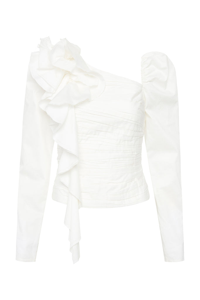 Adelia Ruffle Long Sleeve Top | Ivory | Aje – Aje AU