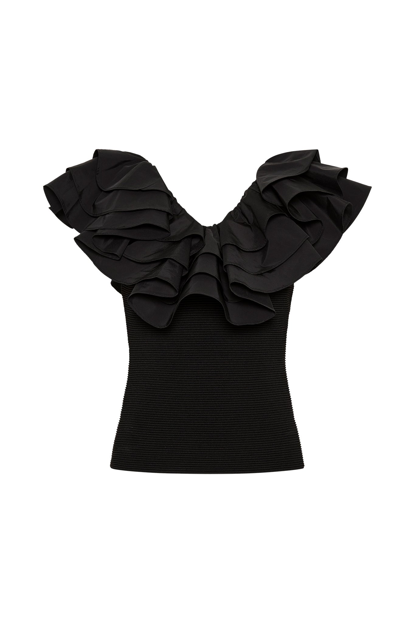 Ruffle black hot sale top