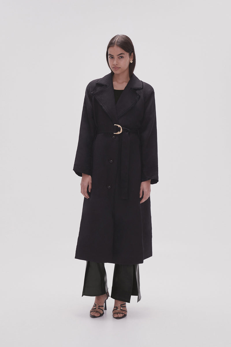 Serene Belted Trench Coat Black Aje Aje AU