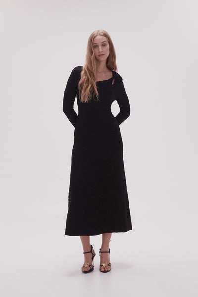 Celeste Twist Knit Midi Dress Black Aje Aje AU