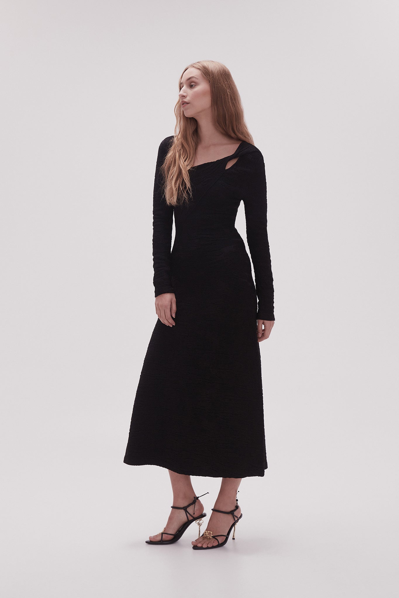 Celeste Twist Knit Midi Dress-BLACK / XXS Celeste Twist Knit Midi Dress-BLACK / XXS