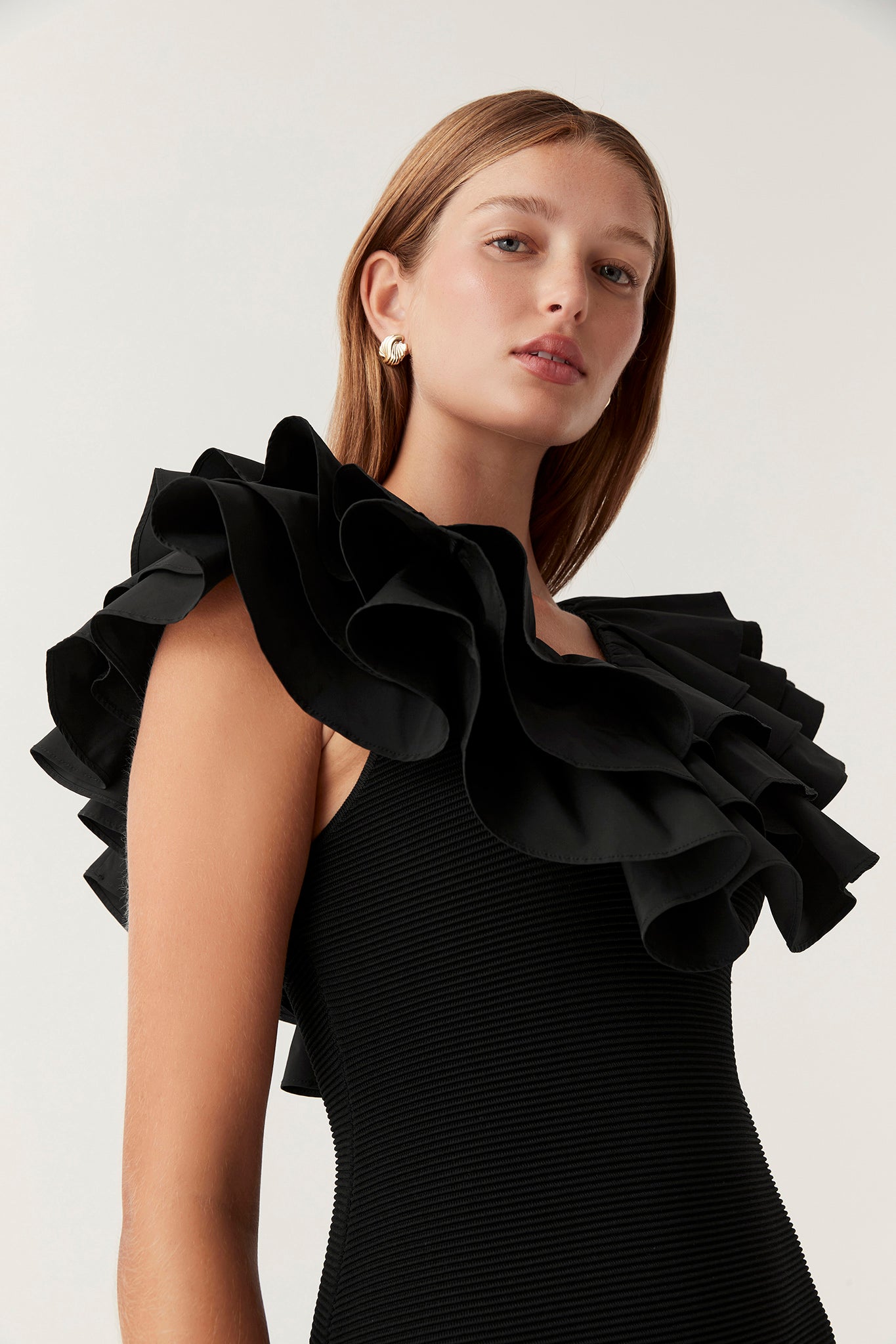 Transcendent Ruffle Midi Dress | Black | Aje Aje AU Transcendent Ruffle Midi Dress | Black | Aje Aje AU