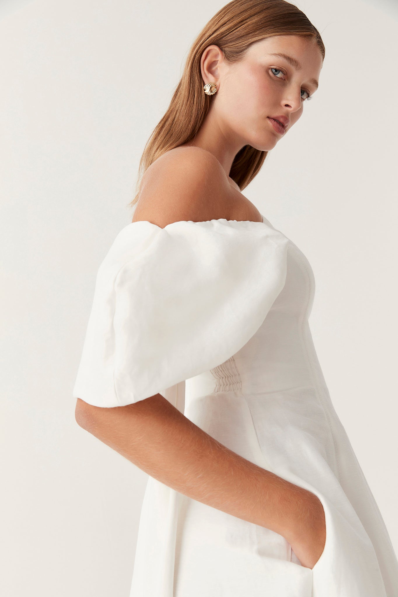 aje arista tulip sleeve midi dress AJE Arista Tulip Sleeve Midi Dress White Size 10