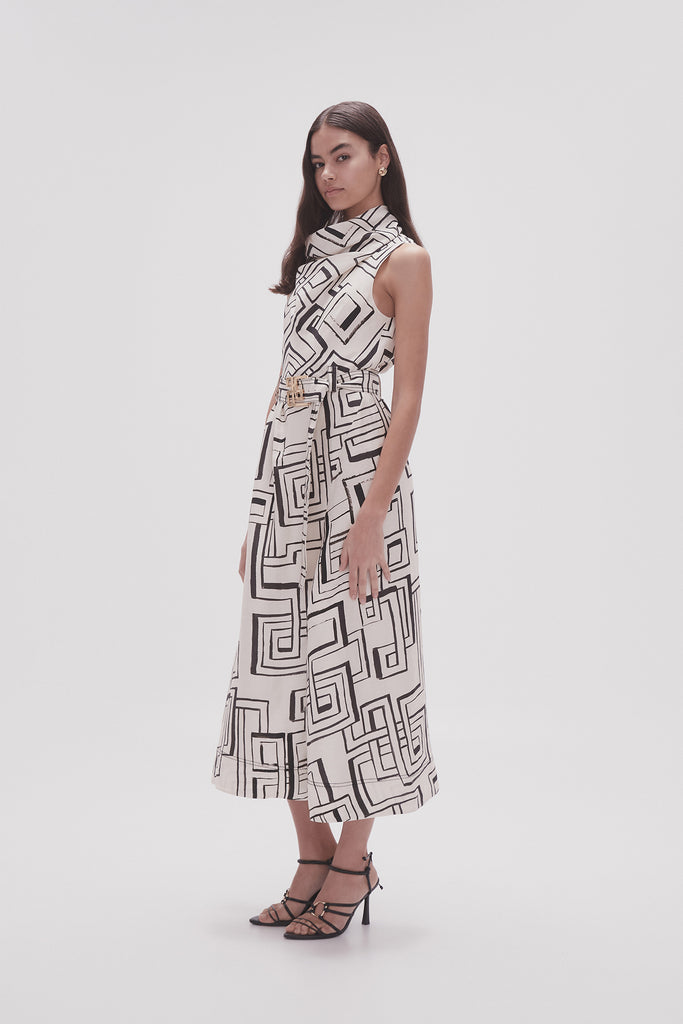 Amity Cowl Midi Dress | Abstract Penrose | Aje – Aje AU