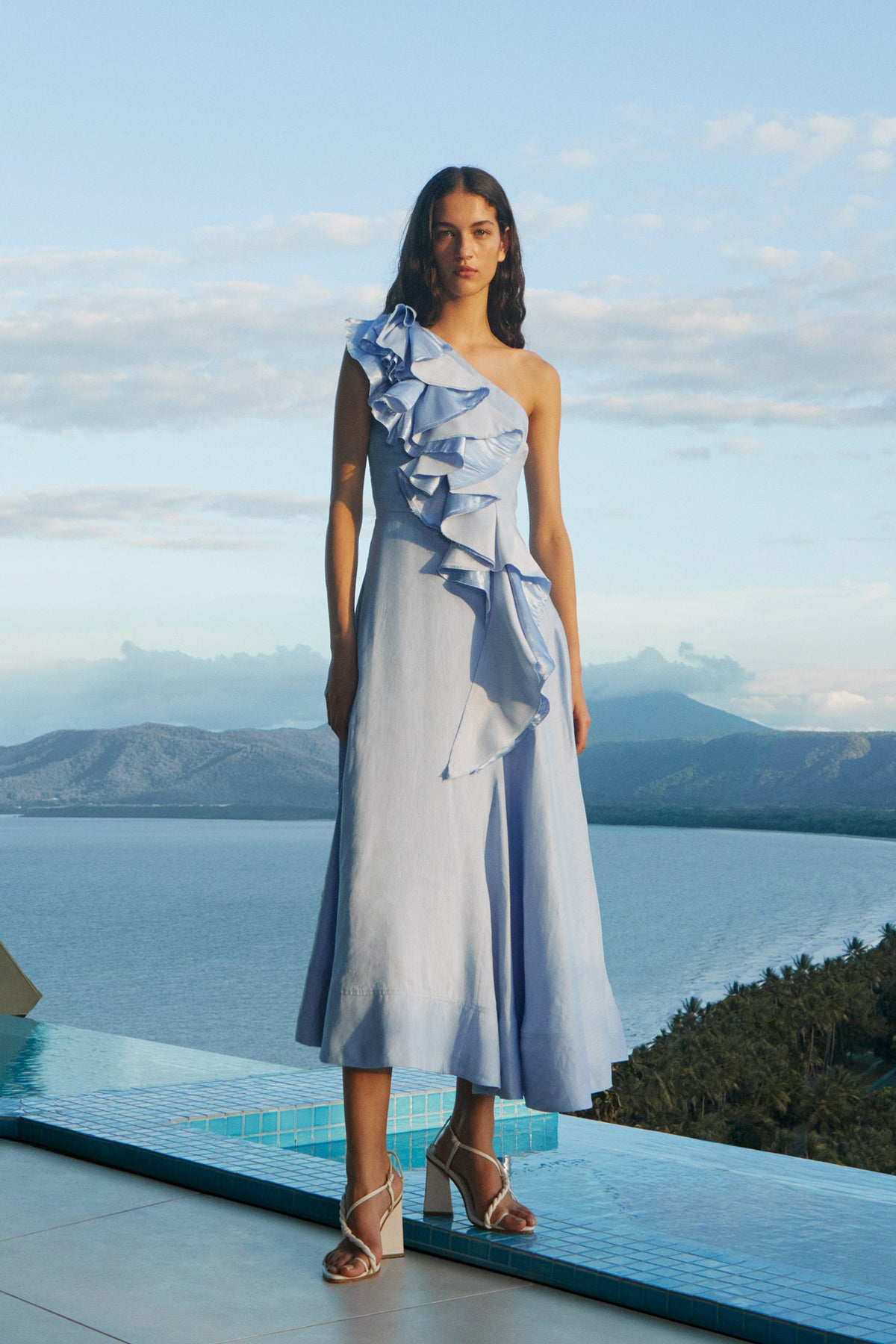 A DEE - Jaqui Swirl Print Dress - Light Blue main image 1
